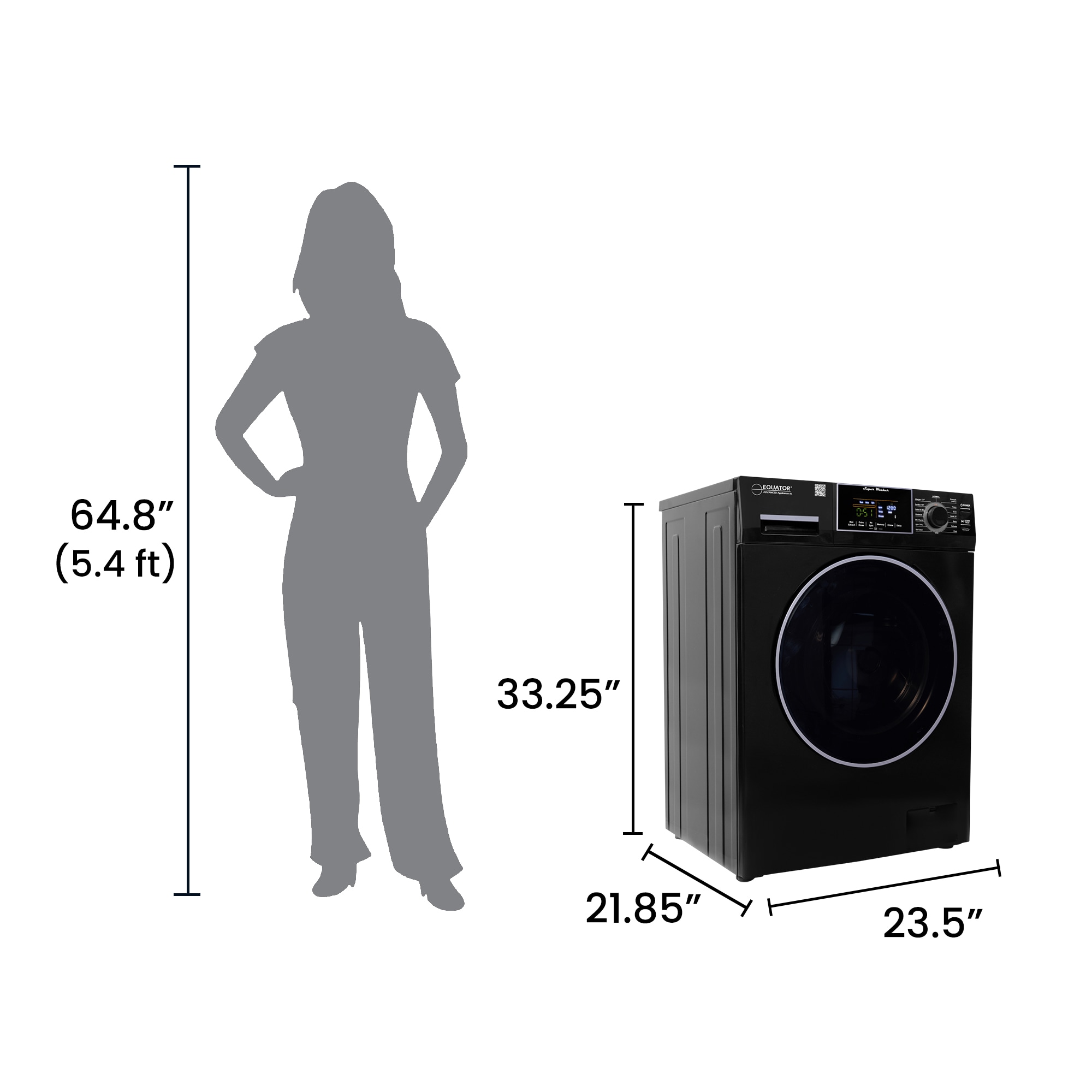 Equator Black 1.62 cu.ft. Front Load Washer with 16 Programs