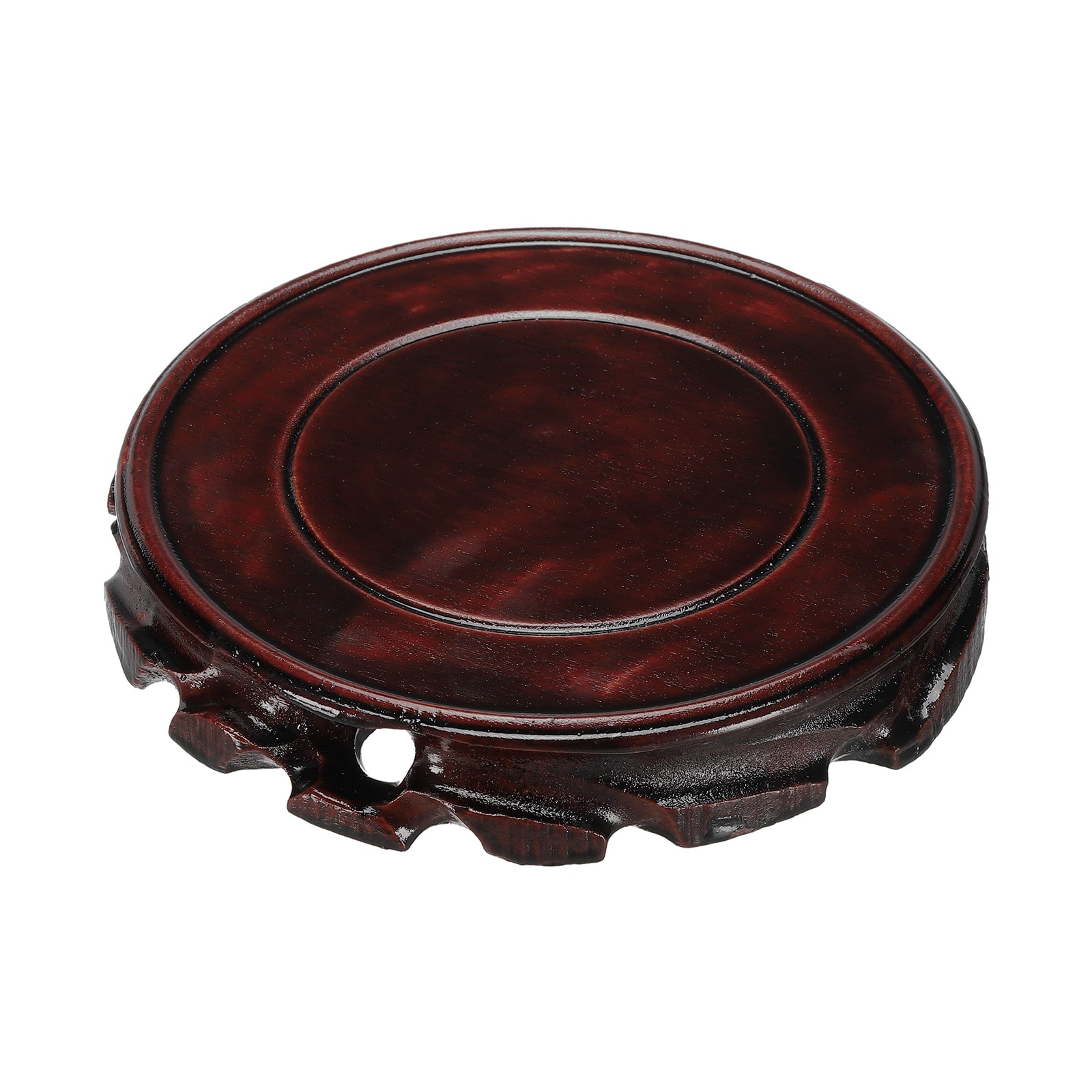 Unique Bargains S25093001UX1411 Wooden Stand Holders Displays Base 130mm Diameter Black for Vase Bonsai Stone