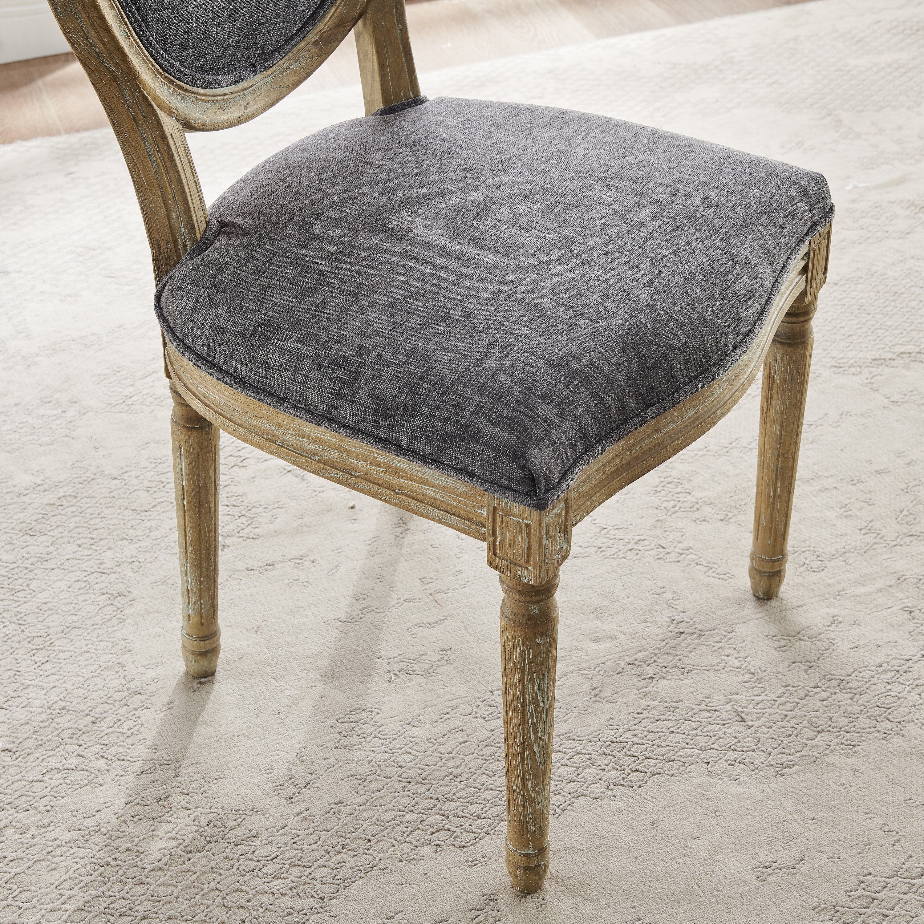 Dark Natural Brown Upholstered Oval Back Side Chair Set