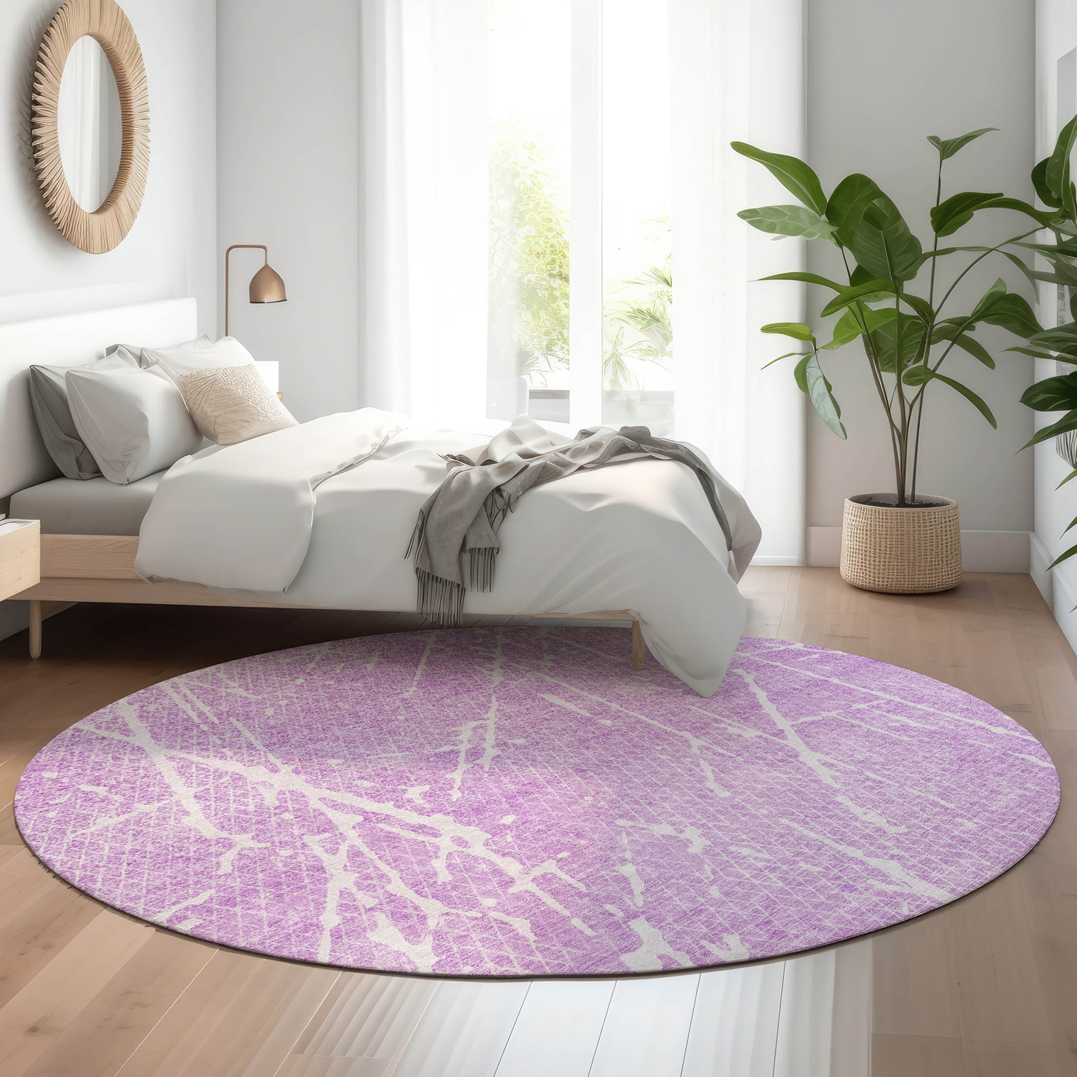 Addison Rugs AMF628LL8RO Mayfield AMF628LL 8 x 8 (ft) Loomed Lilac Round Indoor Geometric Machine washable Pet Friendly Area rug
