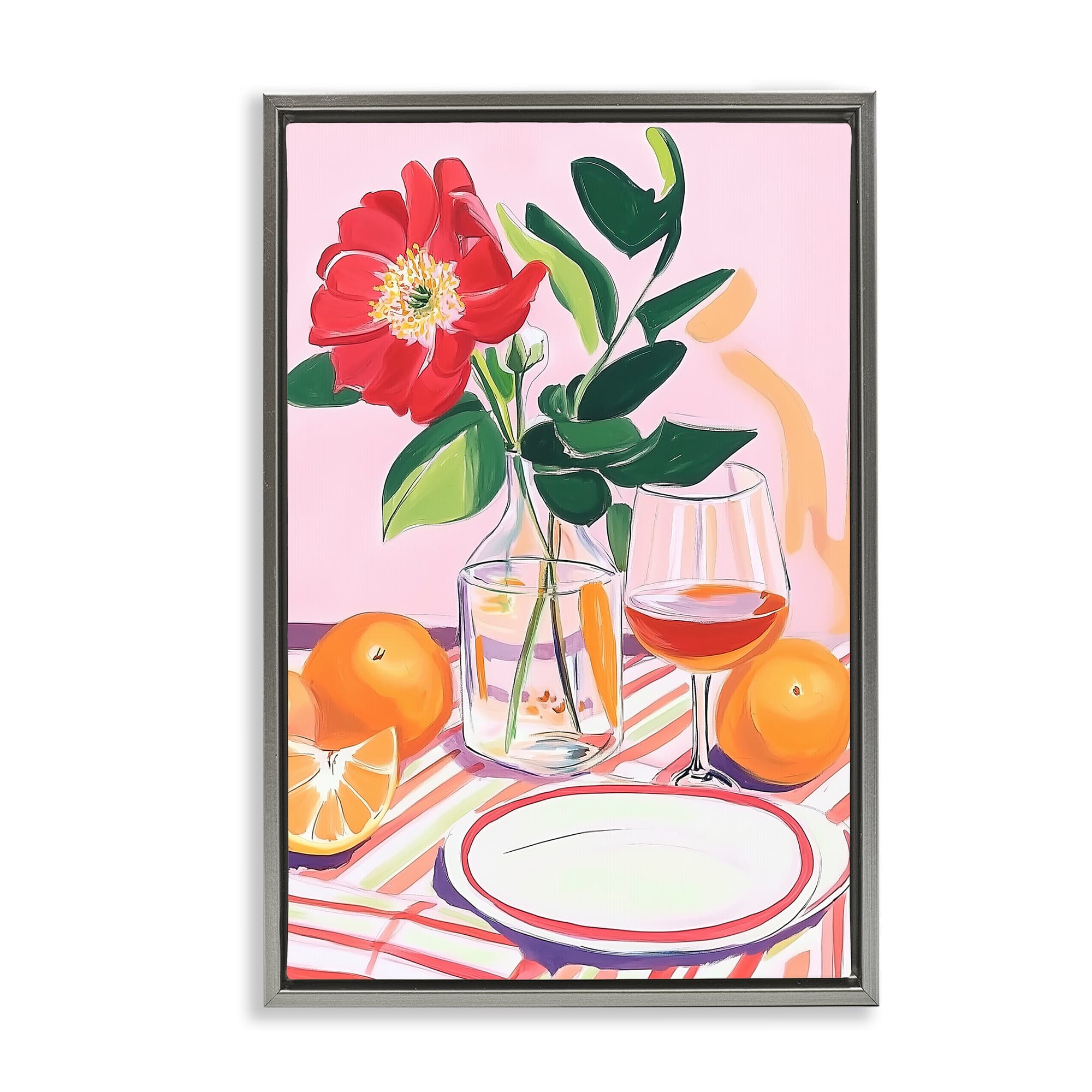 Stupell Industries BT-214-FFL-16X24 Pastel Hued Table Setting Gray Framed Floater Canvas Wall Art By Andreas Magnusson 17 x 25