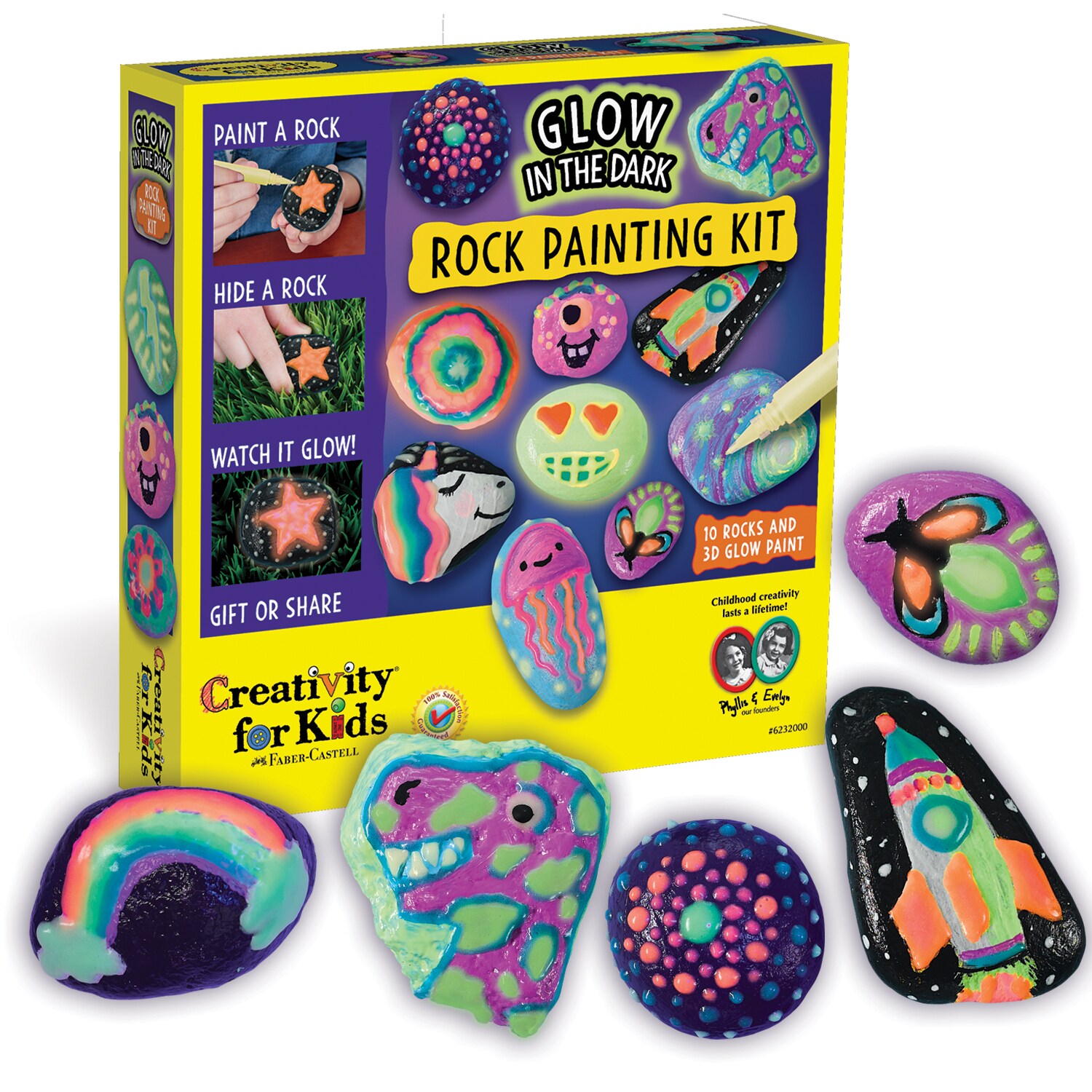 Rock Painting Kit for Kids 6-12, Glow in the Dark Paints, Creative Arts and  Craf