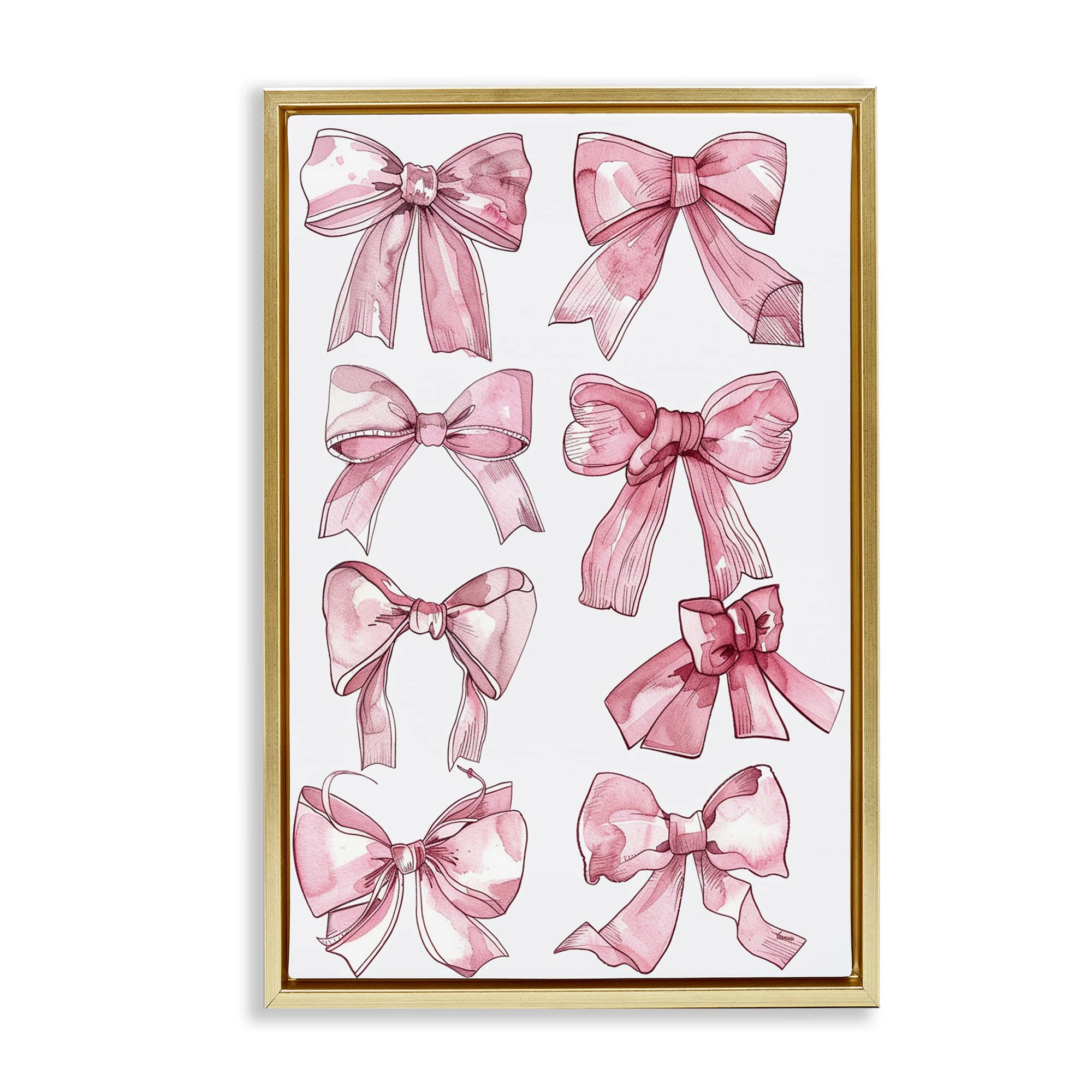Stupell Industries BT-674-FFG-16X24 Various Ribbons in Pink Floating Frame design by LSR Design Studio