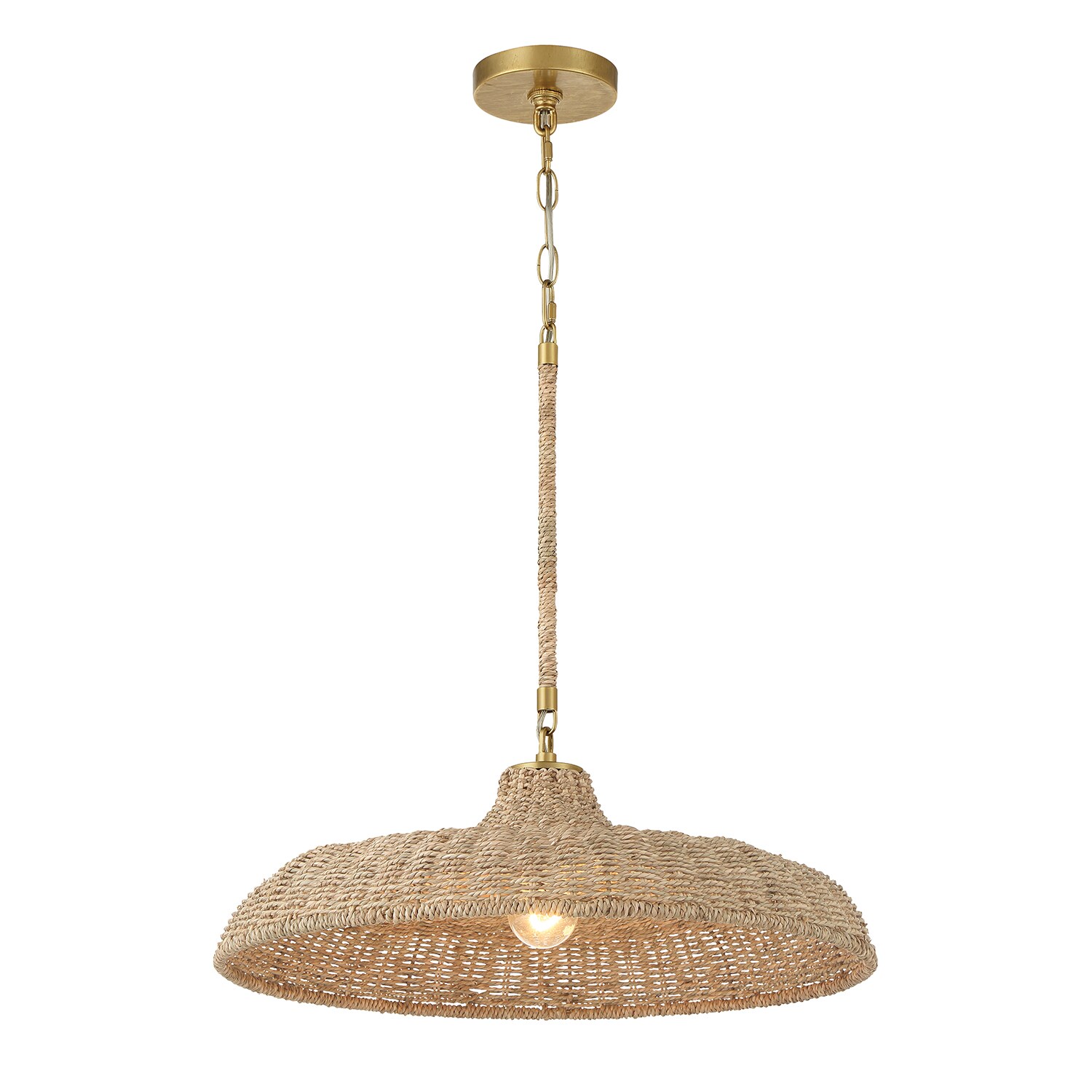 Crystorama ODS-7801-SG Odessa 1 -Light Soft Gold Coastal Dome Large Hanging Pendant light