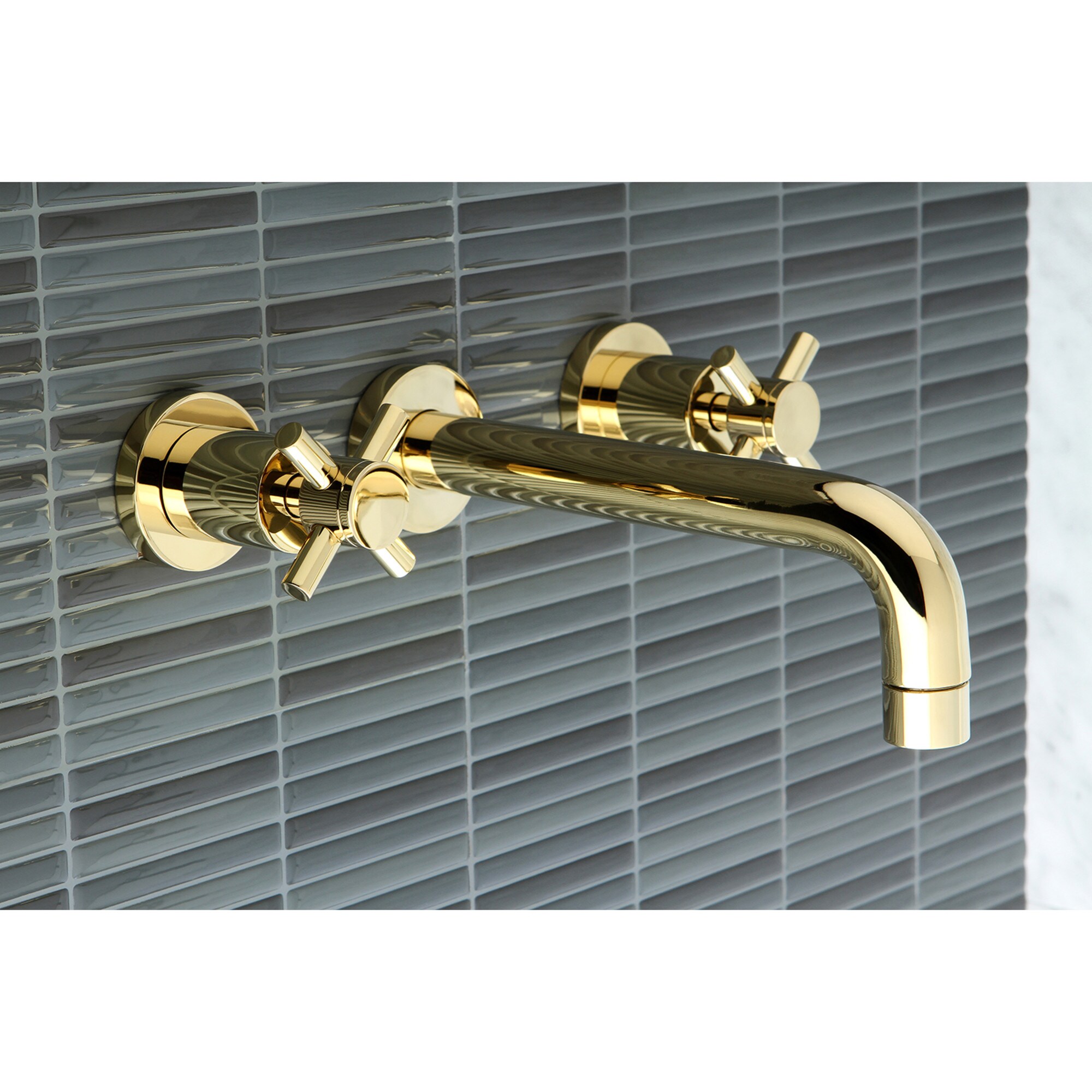 Kingston Brass WLKS8122DX Concord Polished brass Wall-mount 2-handle Low-arc Residential Handle Bathroom Sink Faucet