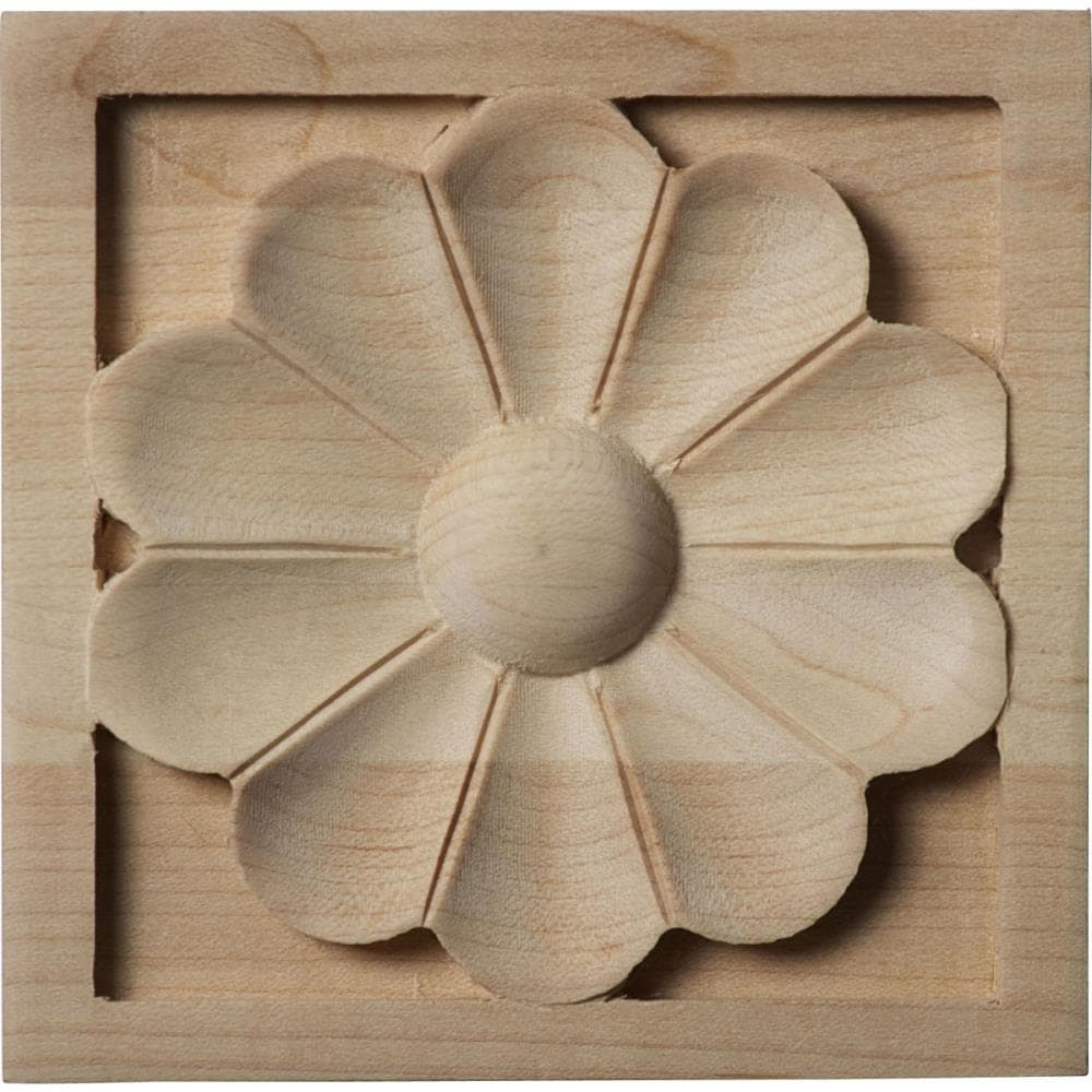 Ekena Millwork ROS03X03X01MECH Medium Medway 3.5-in x 3.5-in Square Unfinished Cherry Wood Rosette