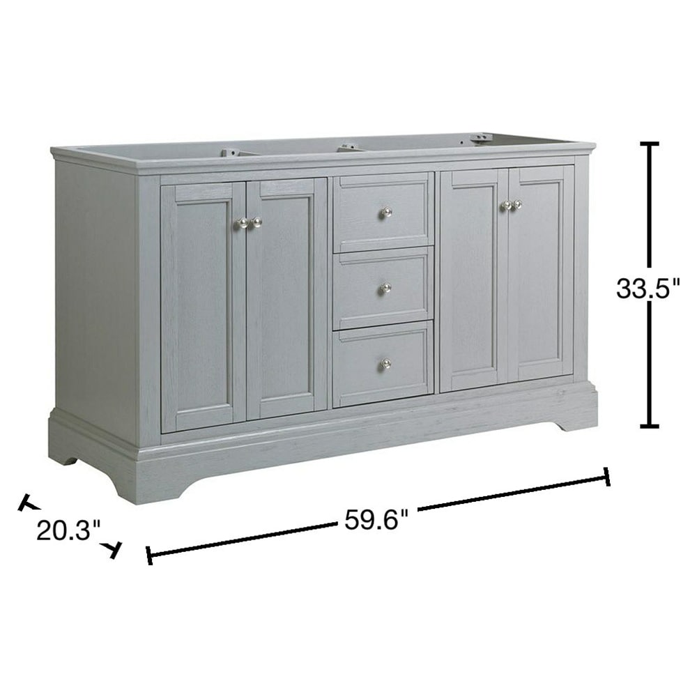 Gray Double Freestanding Wood Bathroom Vanity Cabinet