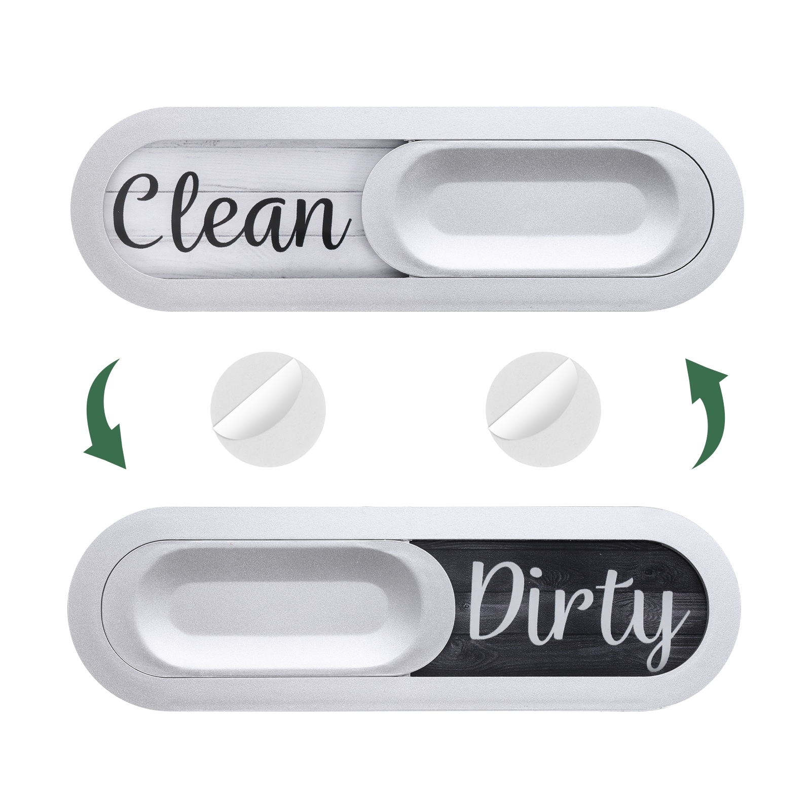Unique Bargains Dishwasher Magnet Clean Dirty Sign Oval Magnetic Dishwasher Indicator Wood Grain Non-Scratch Sign with Stickers for Dishwasher Kitchen Hotel  Silver