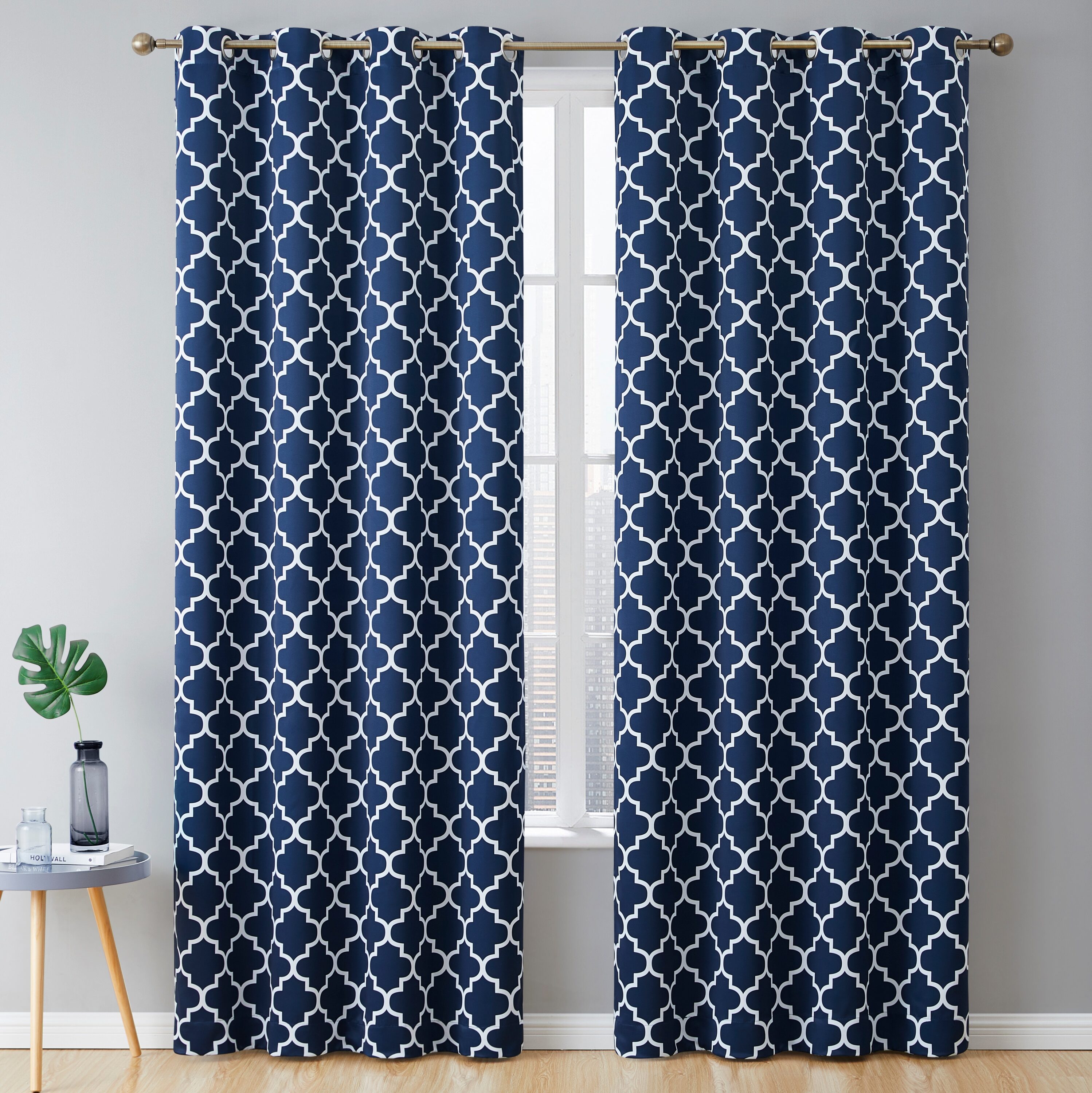 HLC.me LTTCPRNT-84NVY 84-Inches Navy Blue Blackout Thermal lined Grommet Curtain panel pair