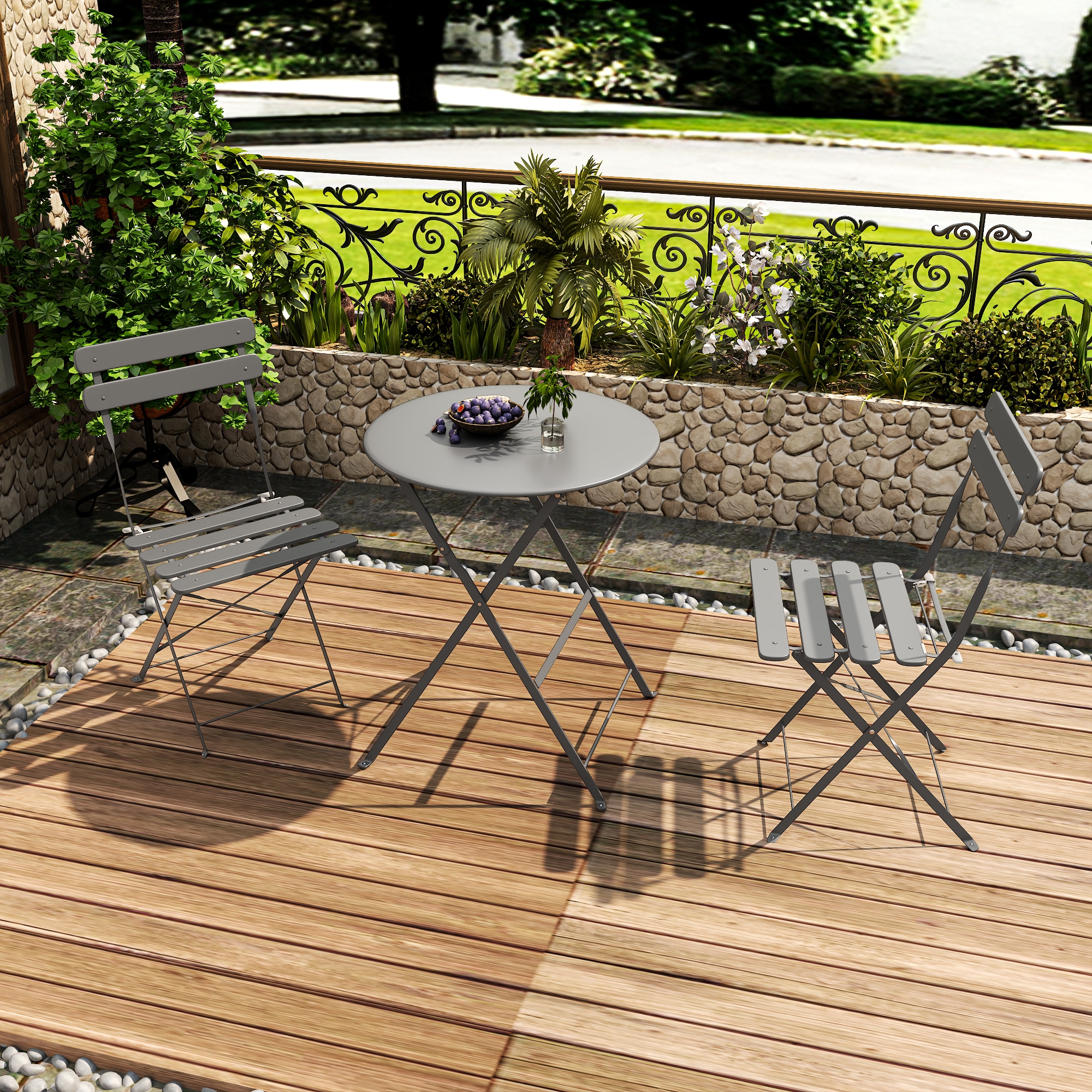 Sumyeg - Bistro Table and Chairs Set of 2 3 -Piece Patio Conversation Set Cushions Included