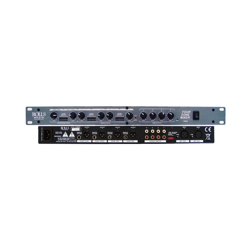 Rolls TBALL12015  RM64-1/4-" Four Zone Mixer with Remote Volume Jack