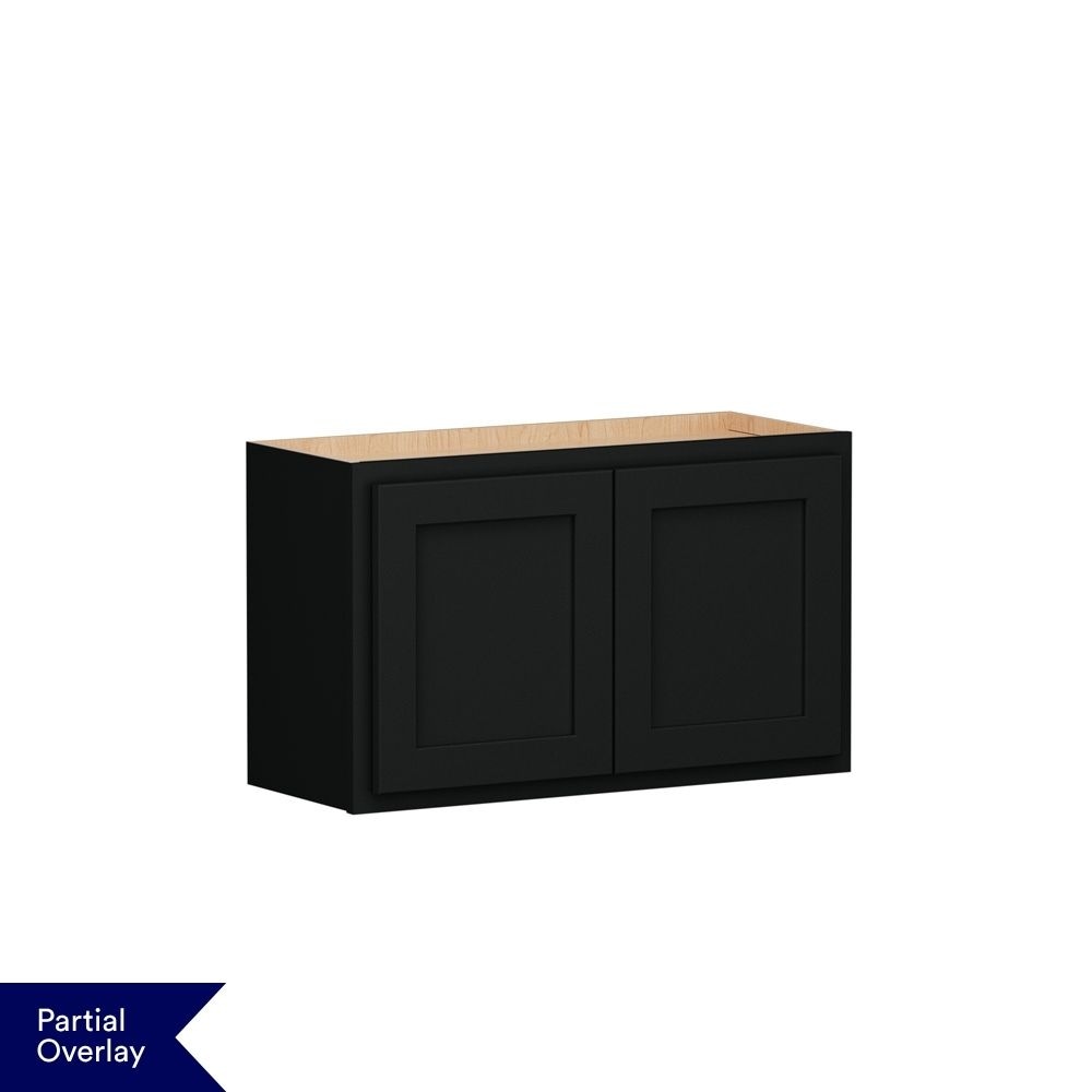 Shenandoah Breckenridge POL 30-in W x 18-in H x 12-in D Black Painted Wall Fully Assembled Cabinet Recessed Panel Shaker