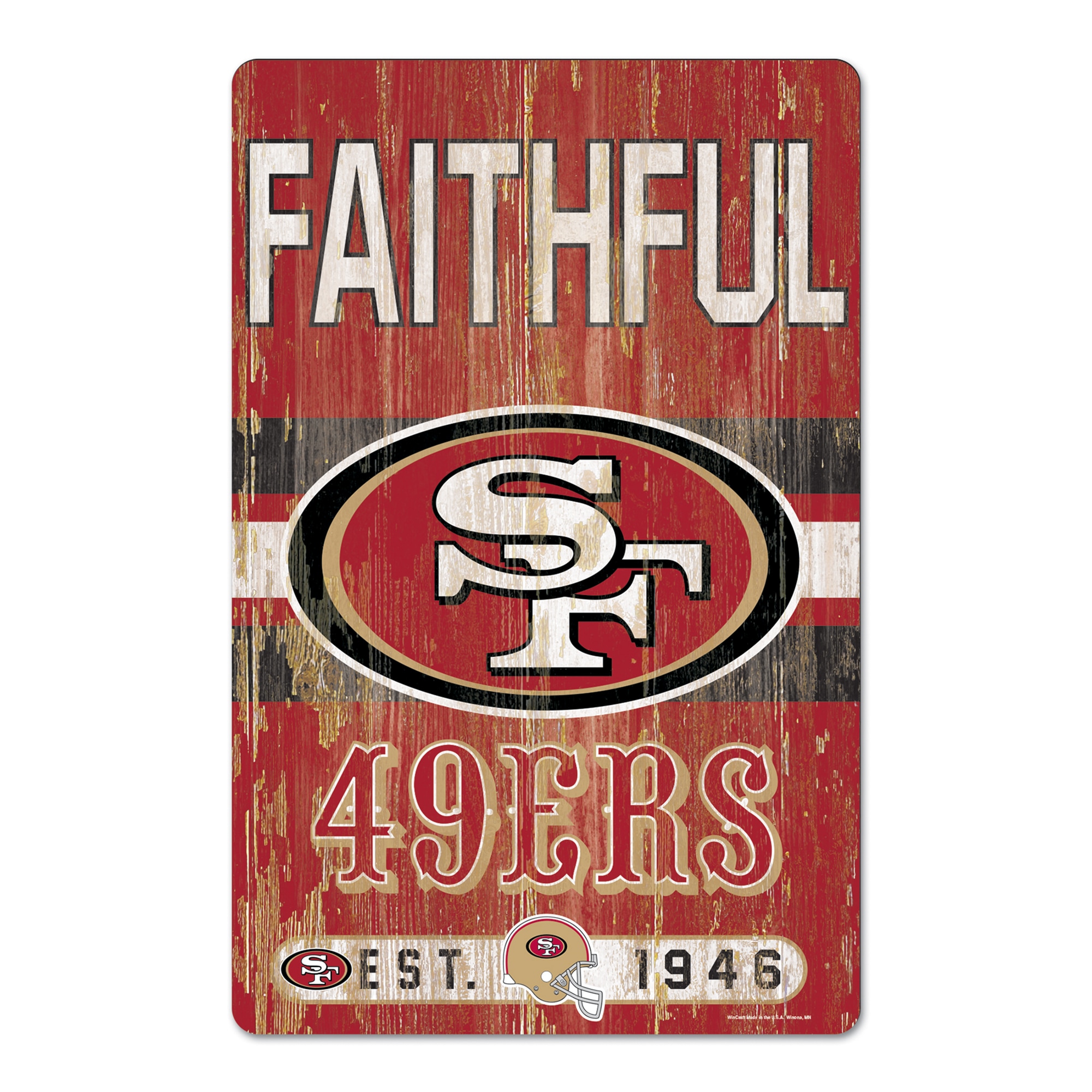 WinCraft Sports San Francisco 49ers NFL FAN CAVE SIGN 17-in x 11-in Wood Residential Sign