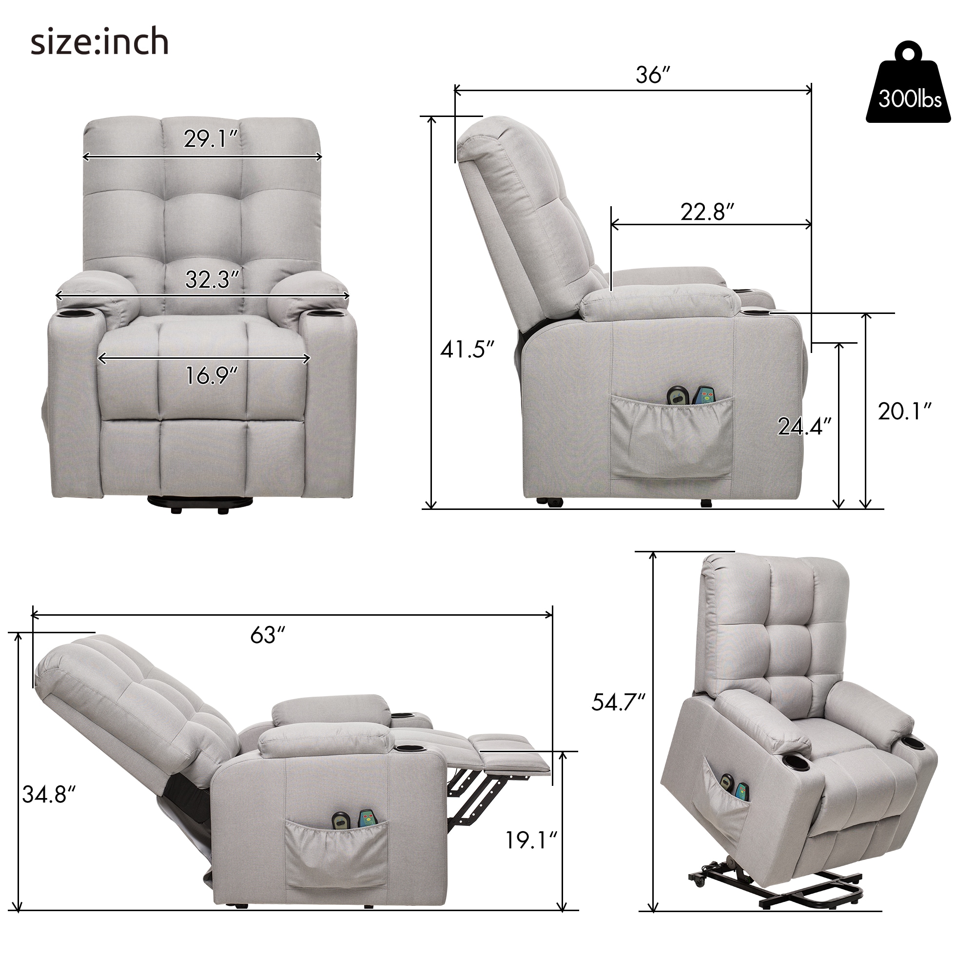 CASAINC WF-MMER-005 GREY recliners - View #4