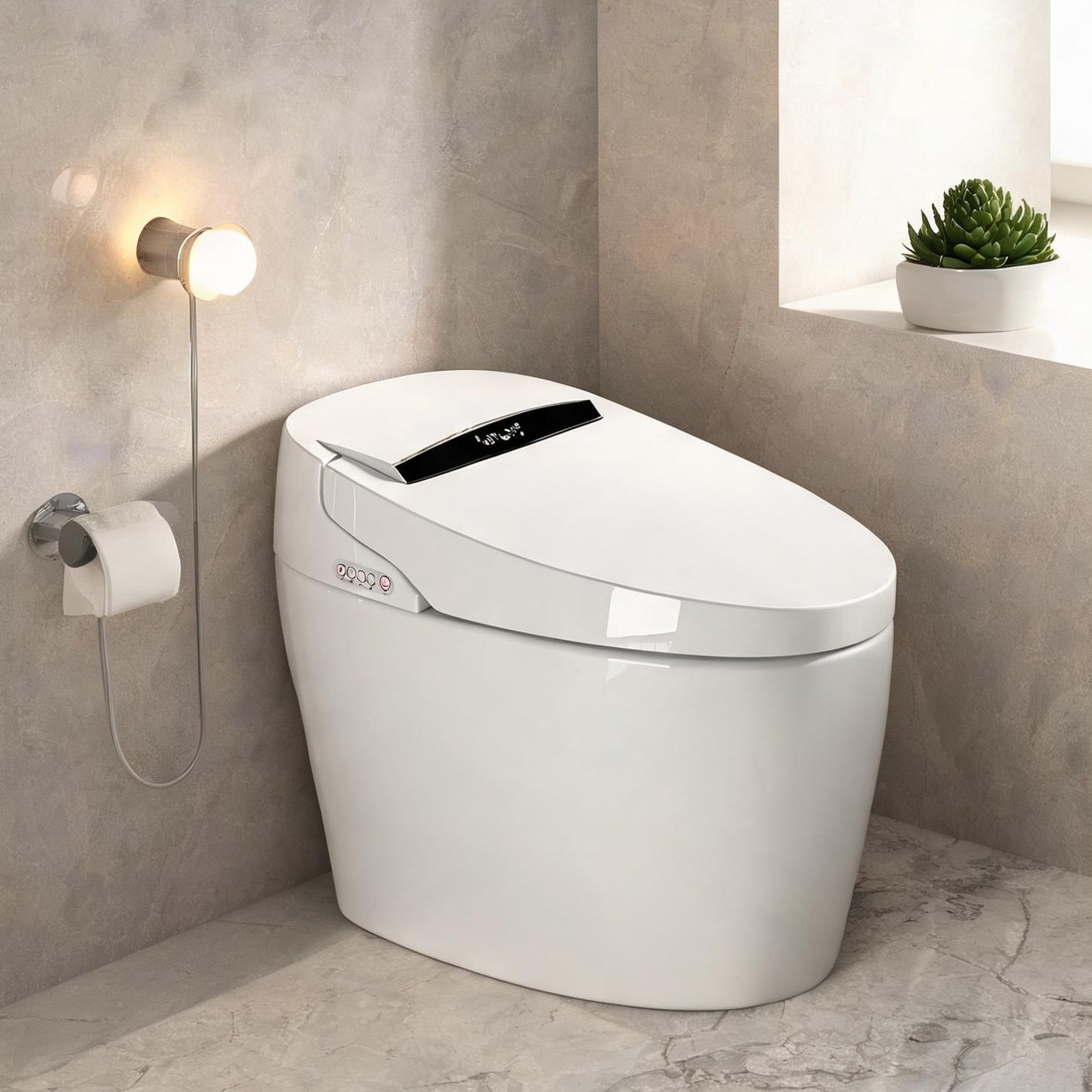 Naturefalls - Elongated Smart Bidet Toilet with Auto Open/Close Seat Siphon Flush and Heated Bide...