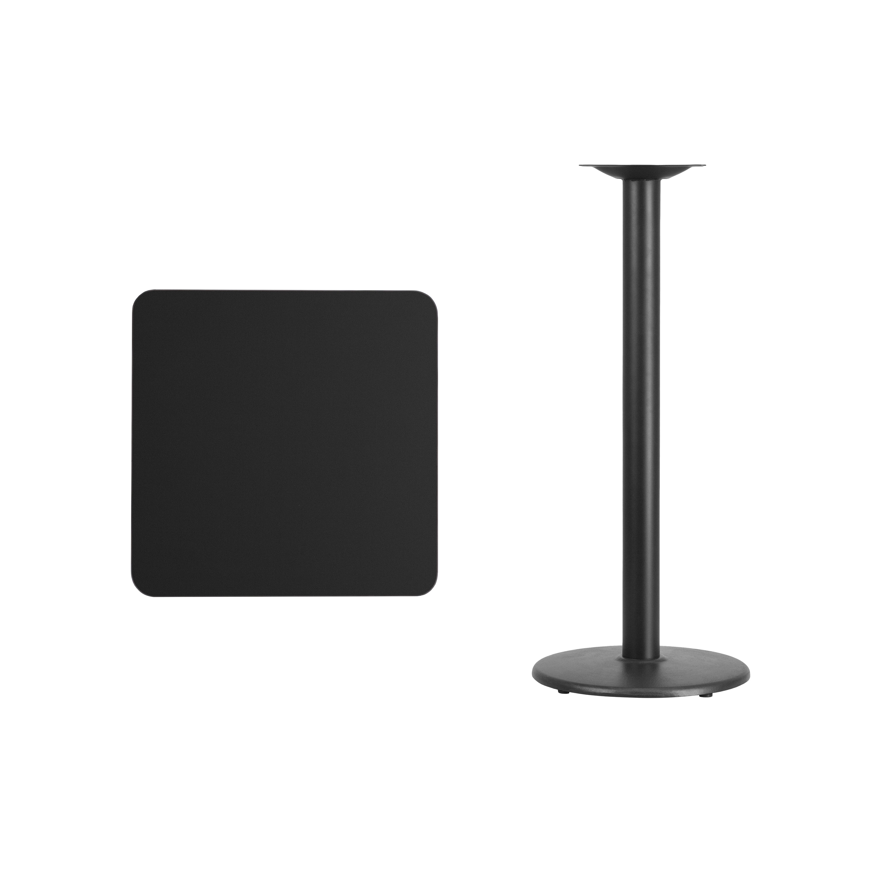Stiles 24'' Square Black Laminate Bar Height Table with Round Base