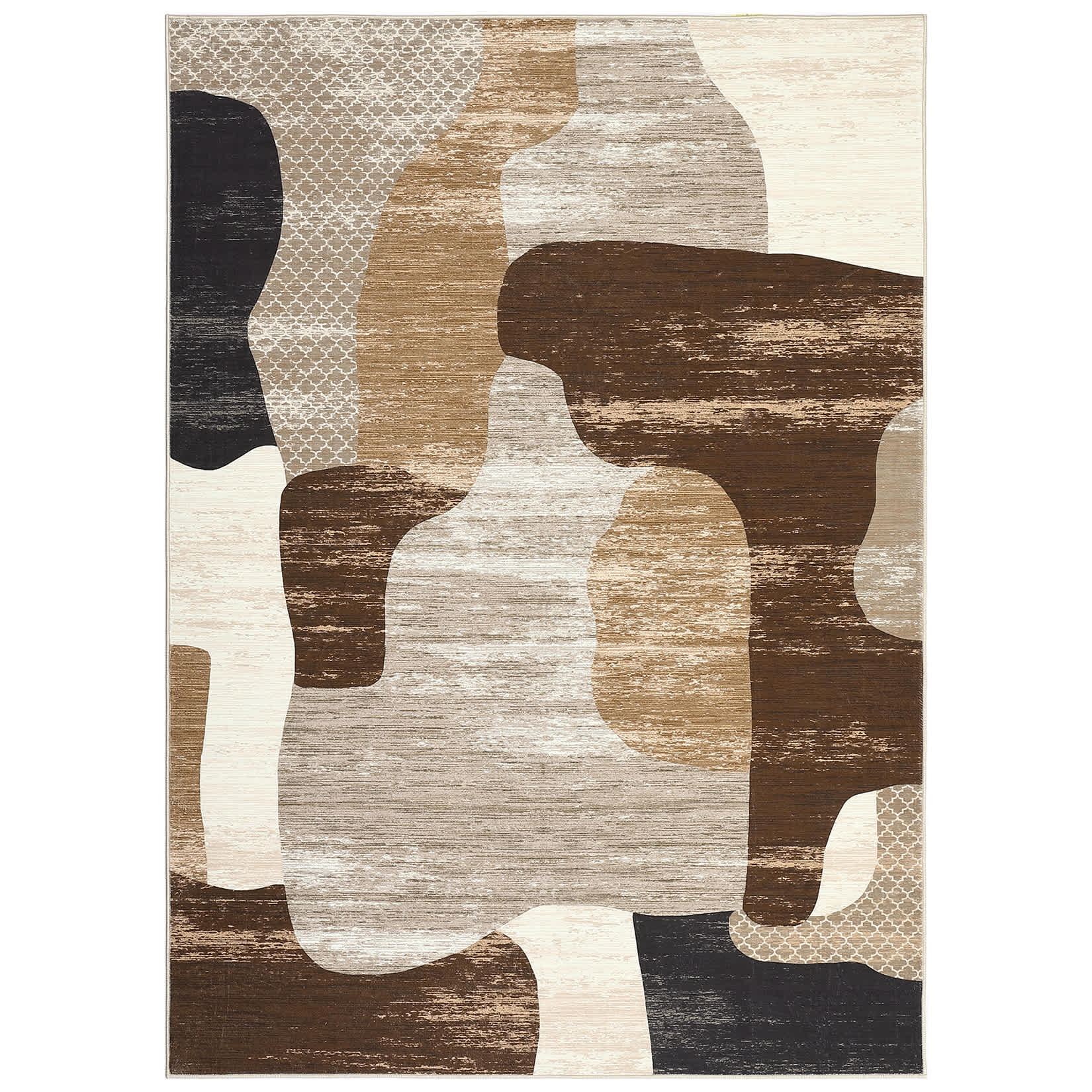 Qeetex LSN-PHK-34AVNXAX 10 x 13 ft Polyester Imitation Cashmere Brown Rectangular Hallway Bathroom Entryway Kitchen Office Color Block Printed Modern Washable Area Rug
