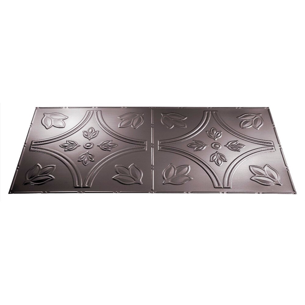 Fasade G57-29 48-in x 24-in Traditional 5 Brushed Nickel PVC Surface-mount Ceiling Tile (1-Pack, 8-sq ft / Case)