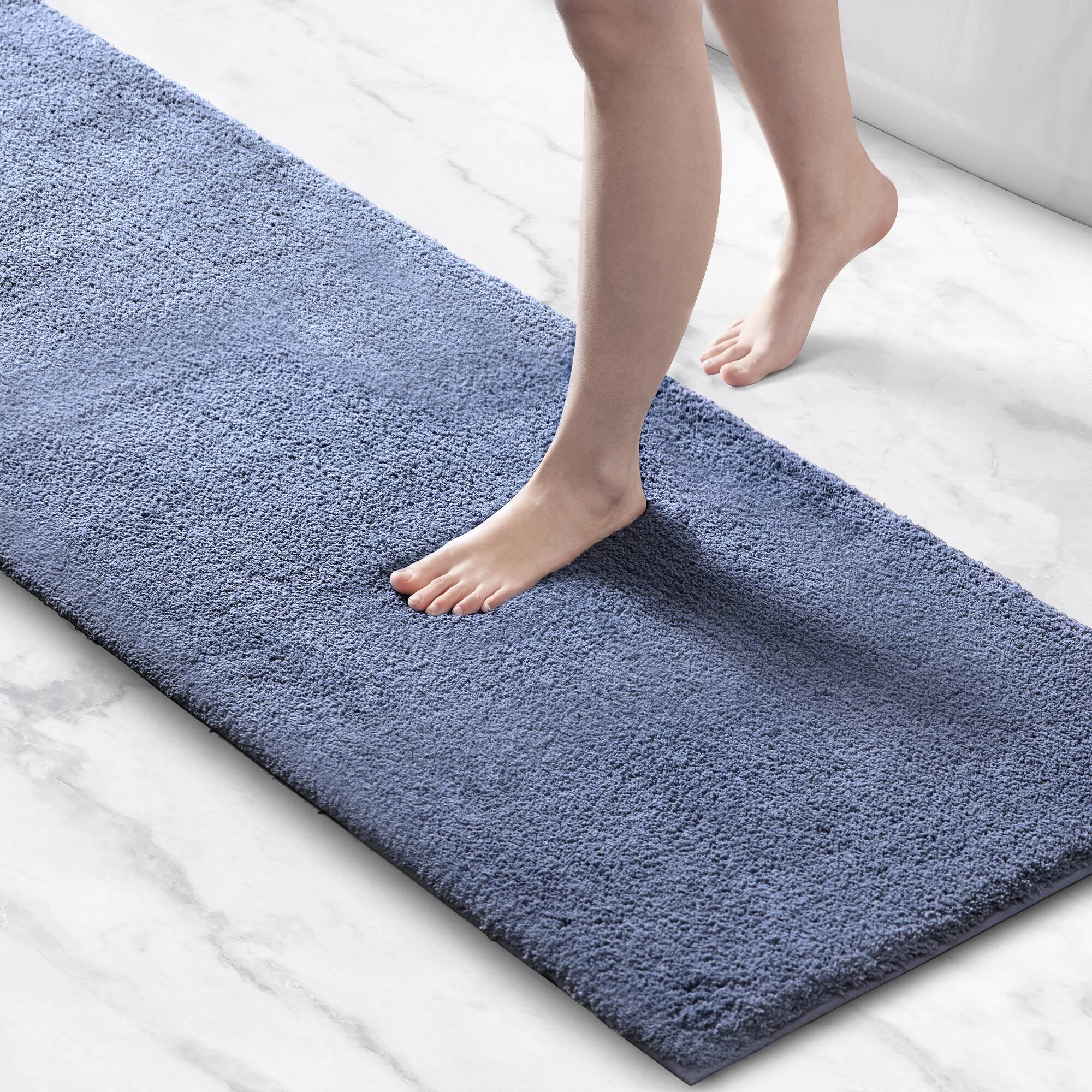 Madison Park Signature MPS72-480 24-Inches x 72-Inches Blue Polyester Bath rug