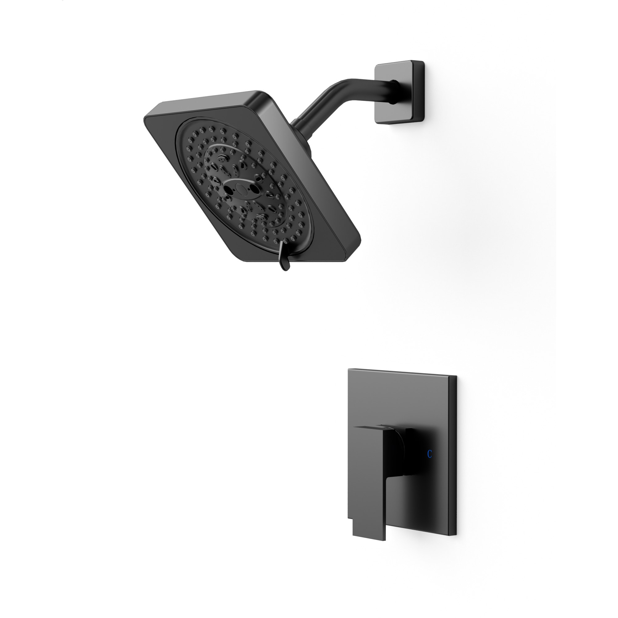 YAWWALK - 7-Spray 5 in. Single Handle Shower Head Wall Mounted in Matte Black (Pressure Balance V...