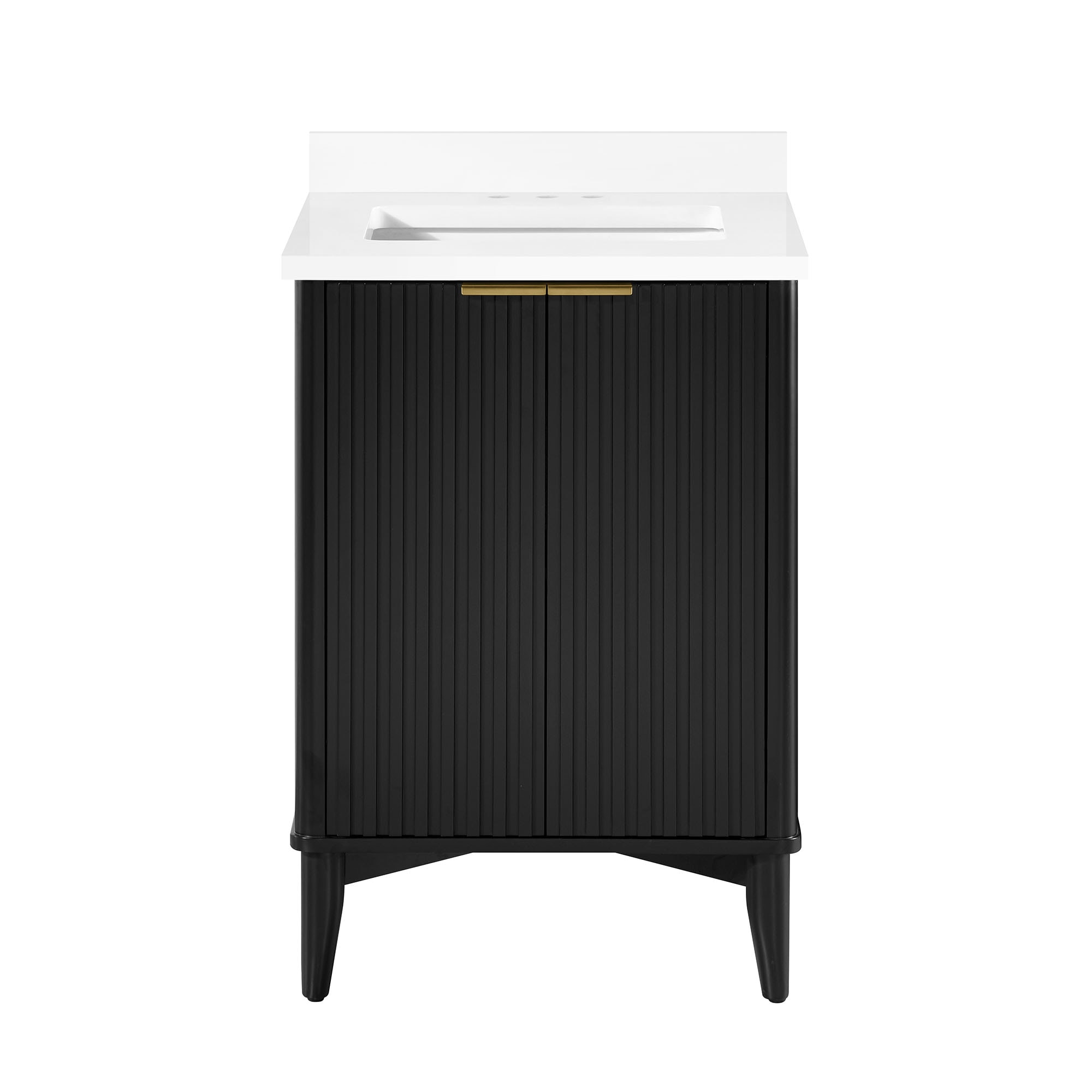 Gabi 24" Black Undermount Single Sink Bathroom Vanity with White Marble Top