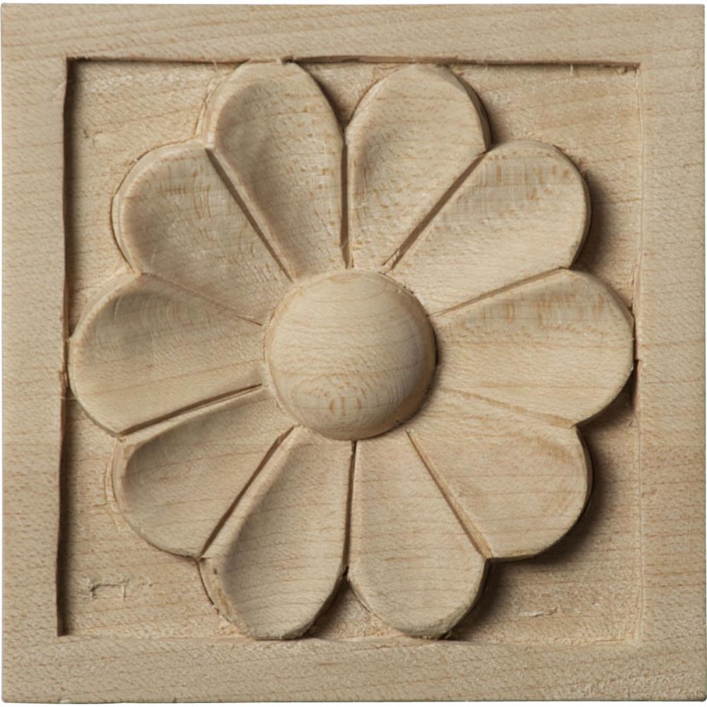Ekena Millwork ROS03X03MEAL Small Medway 3-Inches x 3-Inches Square Unfinished Alder Wood Rosette