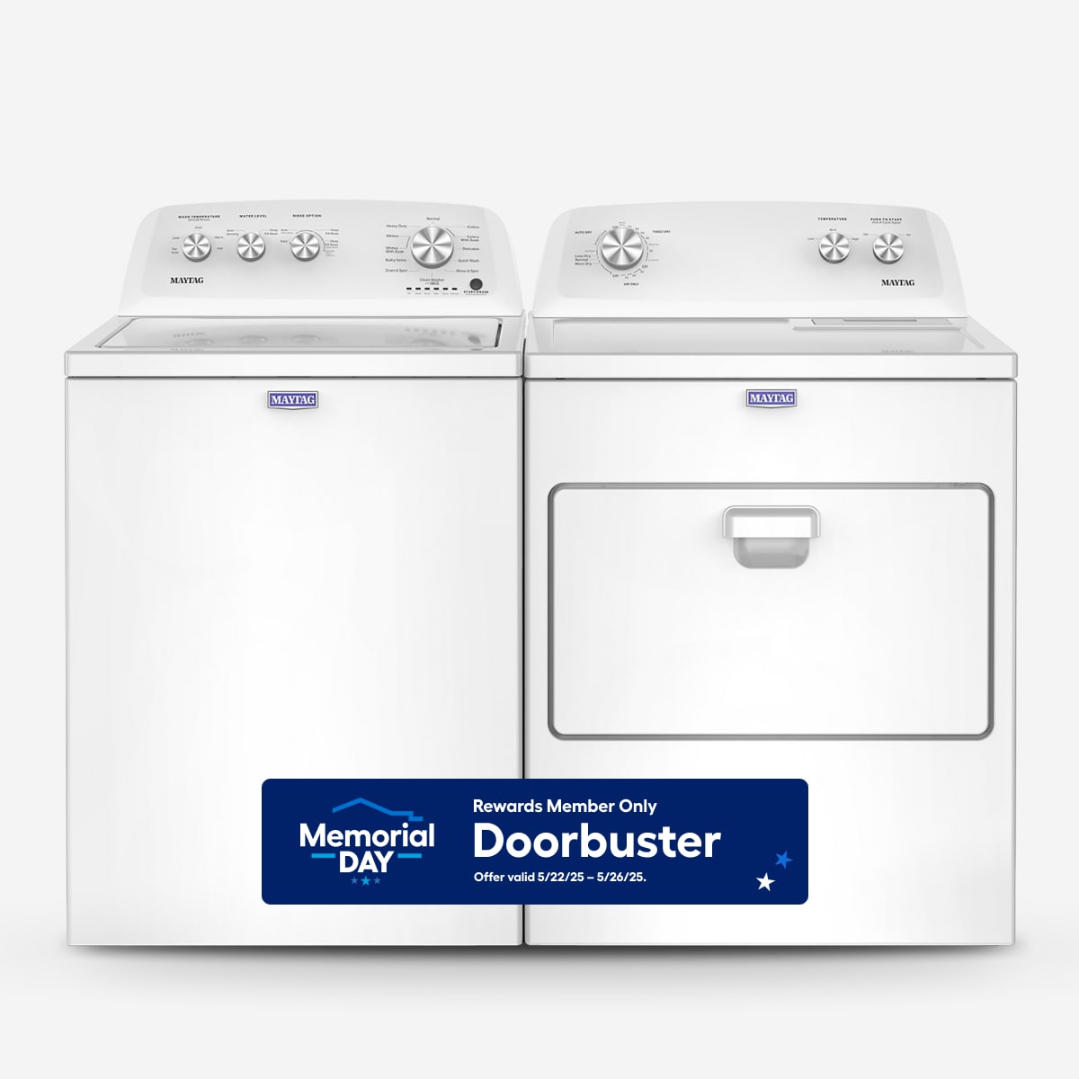 Maytag  Top-Load Washer with Agitator & Vented Electric Dryer Set