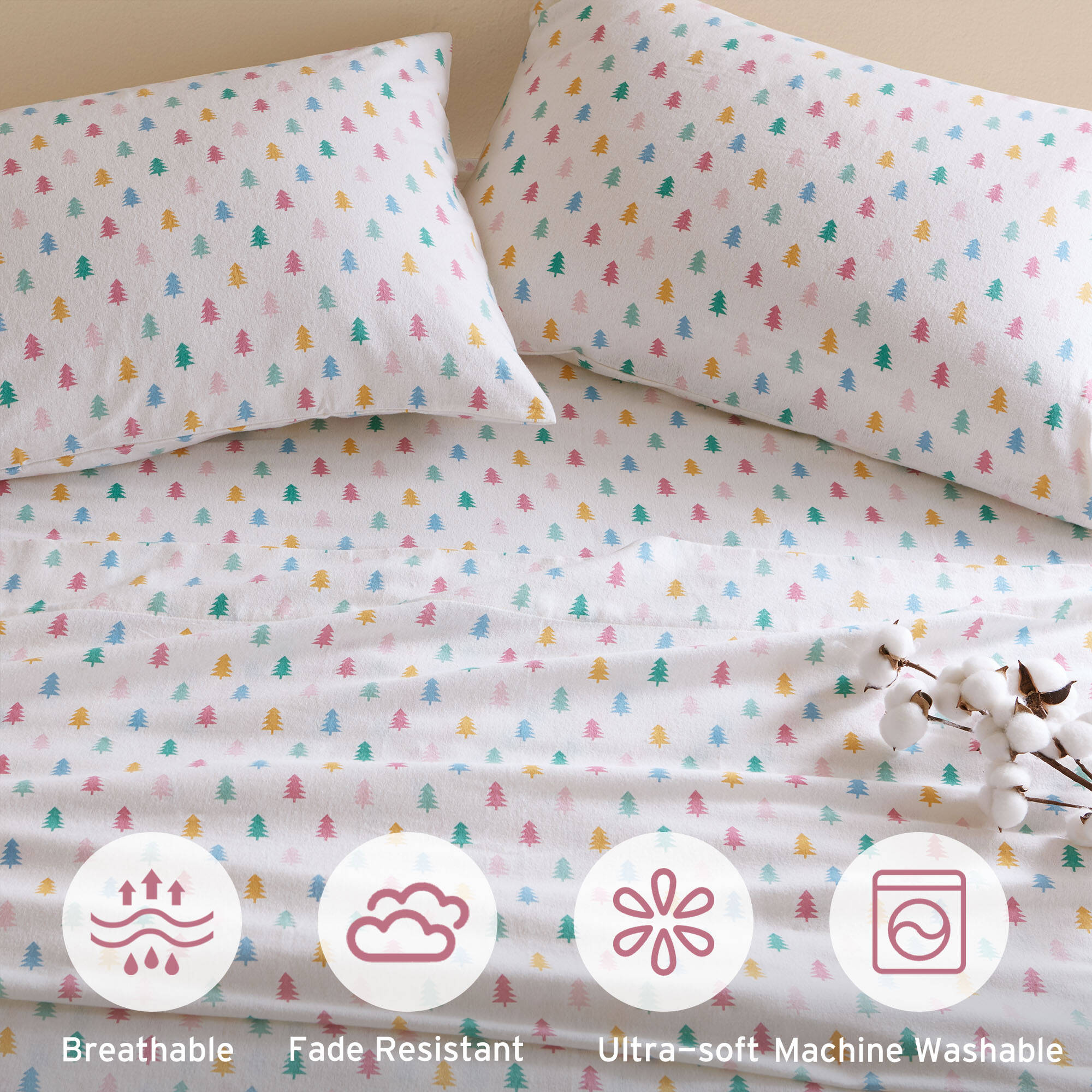 Tinyhomie 3 Piece Twin 100 Cotton Pigment Printed Sheet Set Tree Block ...