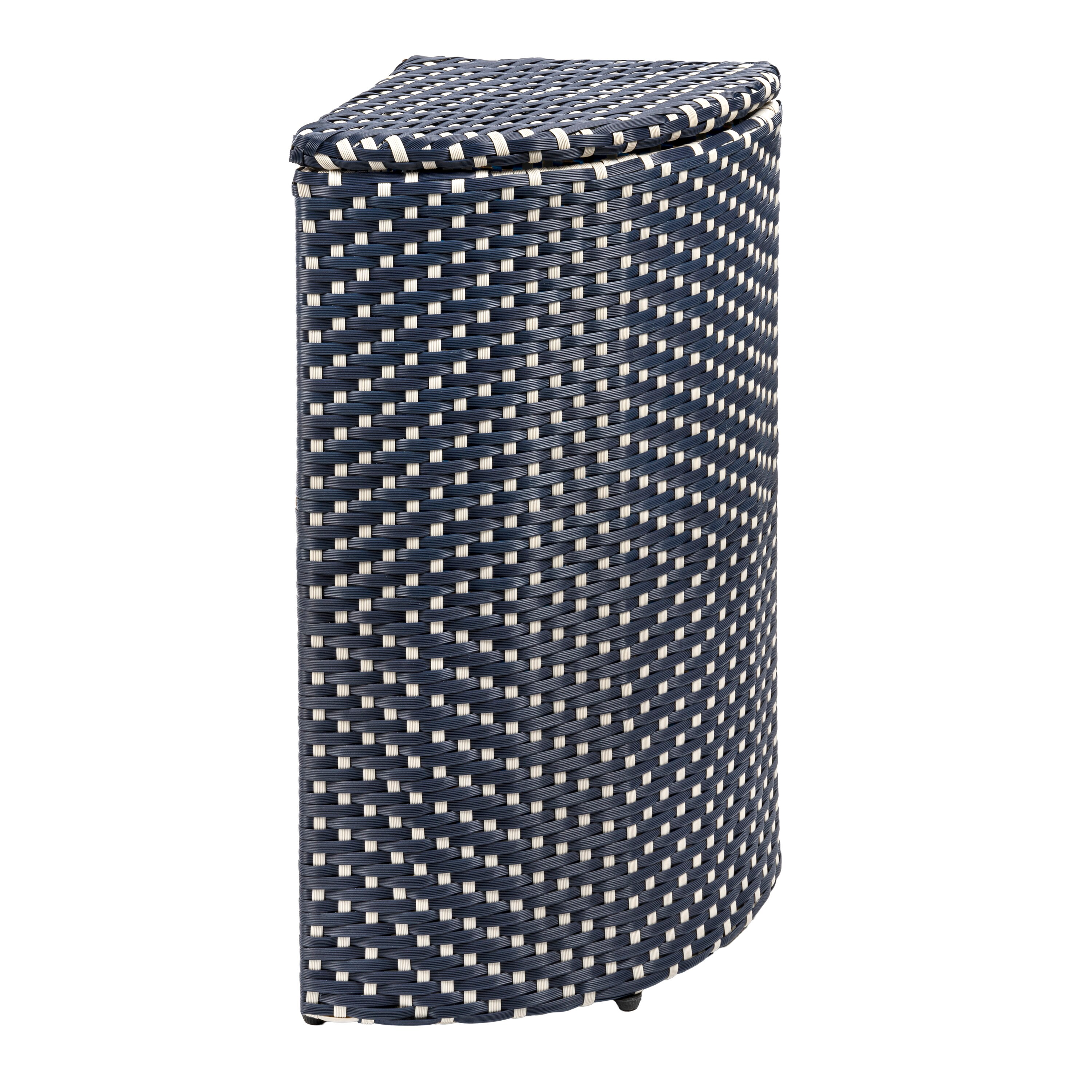 happimess HPM1200B 15.56 Gallon Navy/White Metal Indoor/Outdoor Kitchen Hinged Lid Trash Can