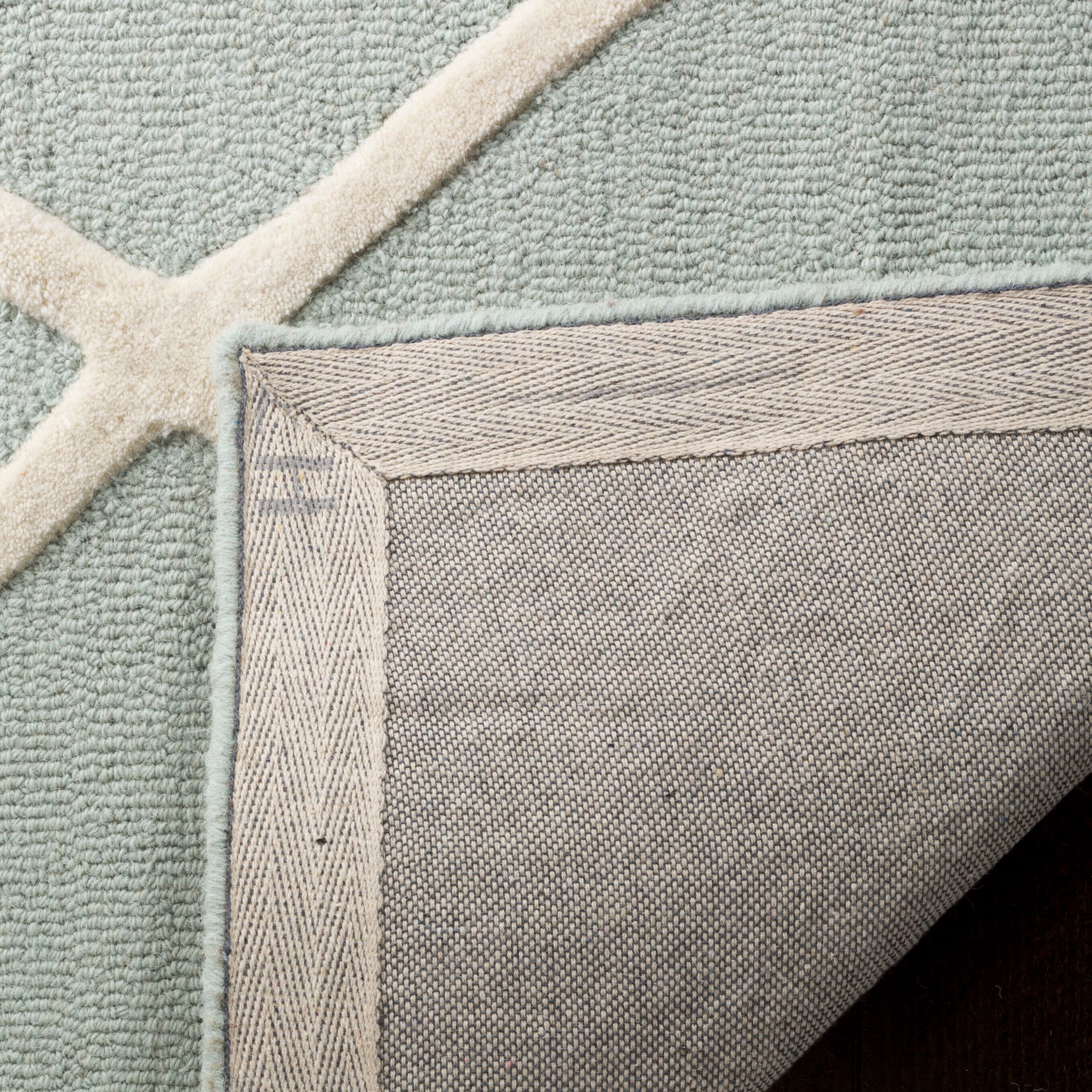 Mint and Ivory Hand-Tufted Wool Kids Area Rug 4' x 6'