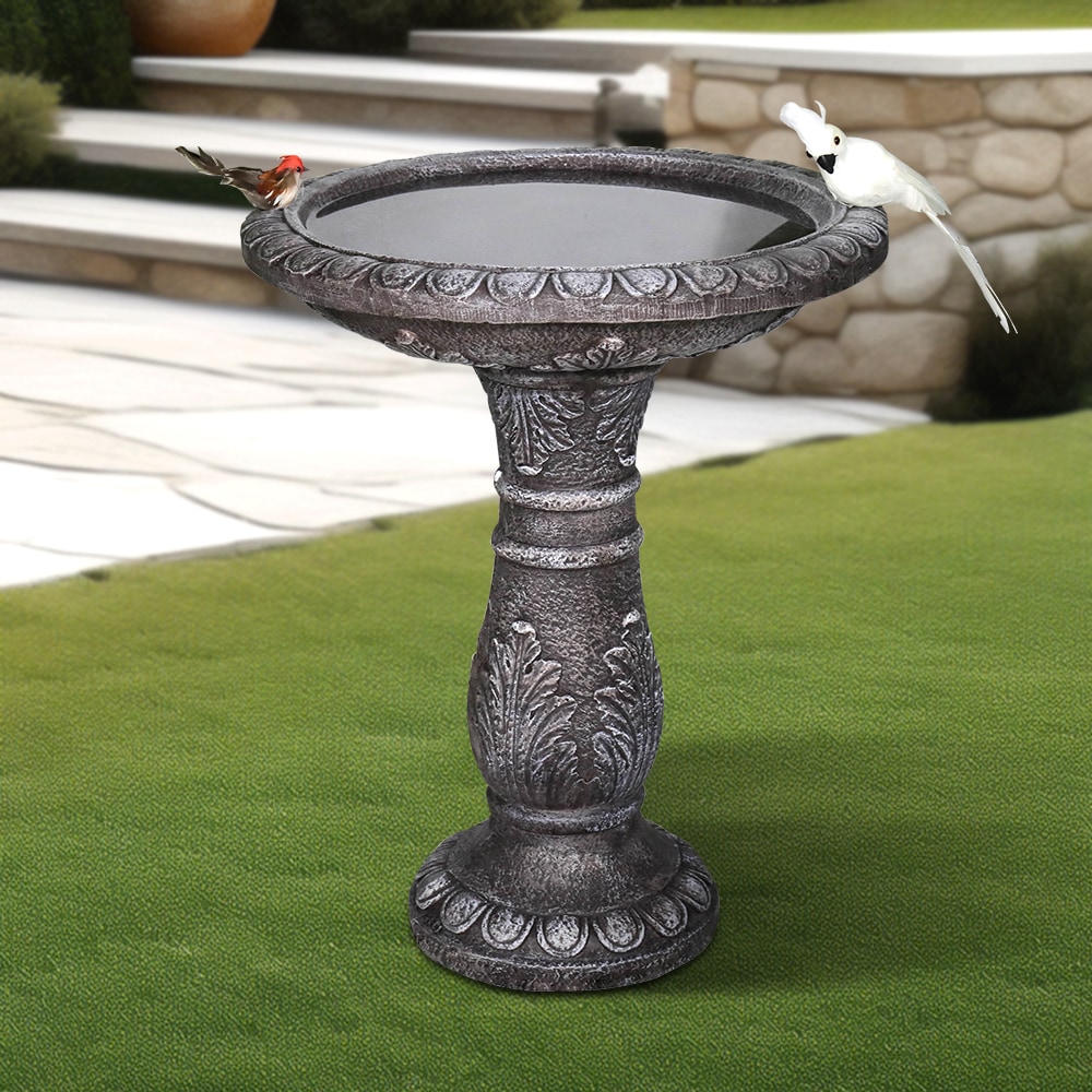 Watnature 24.4-in H Classical Relief Concrete Complete Birdbath SJ30015 ...