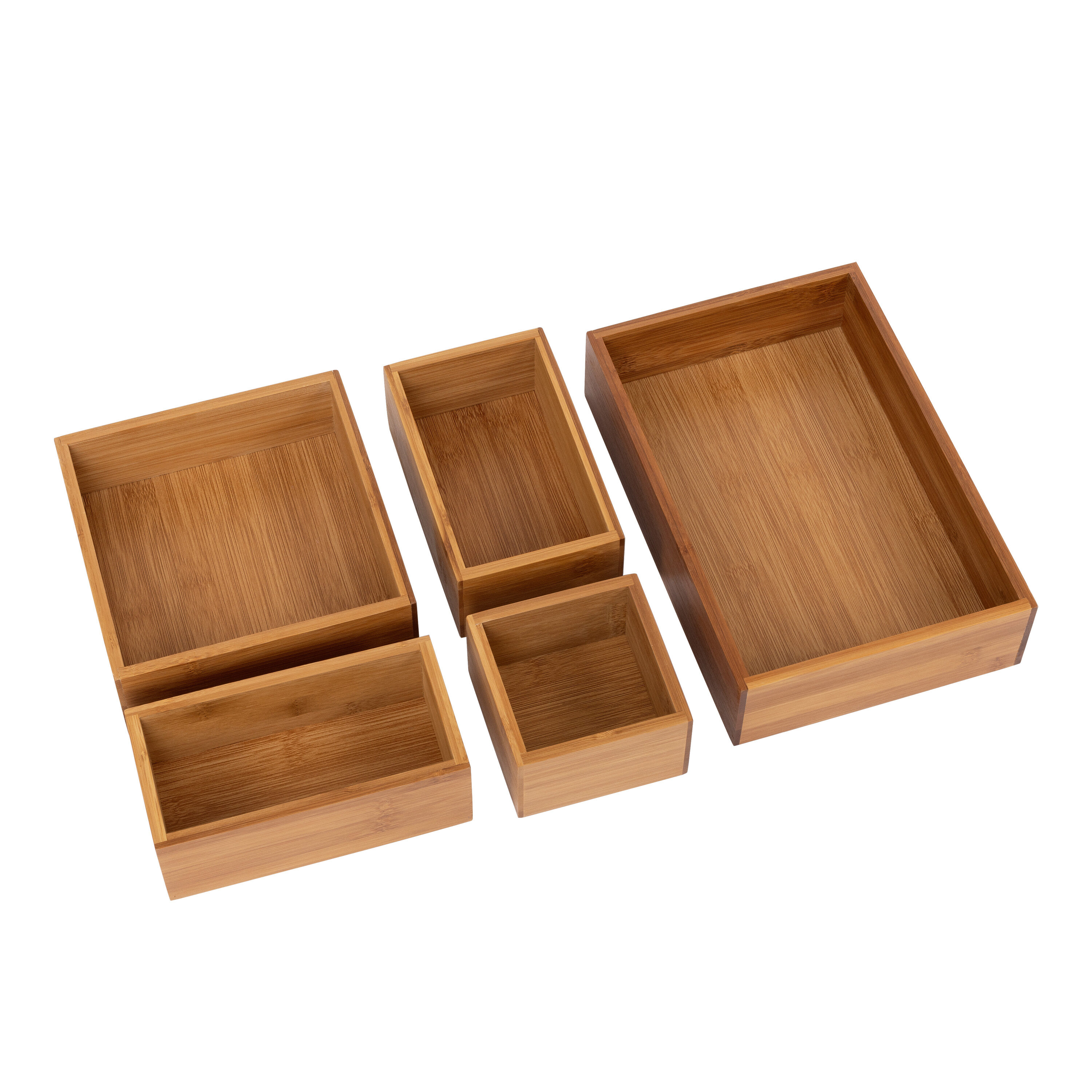 Style Selections 9-in x 6-in Brown Bamboo Wood Stackable Drawer Organizer  in the Drawer Organizers department at