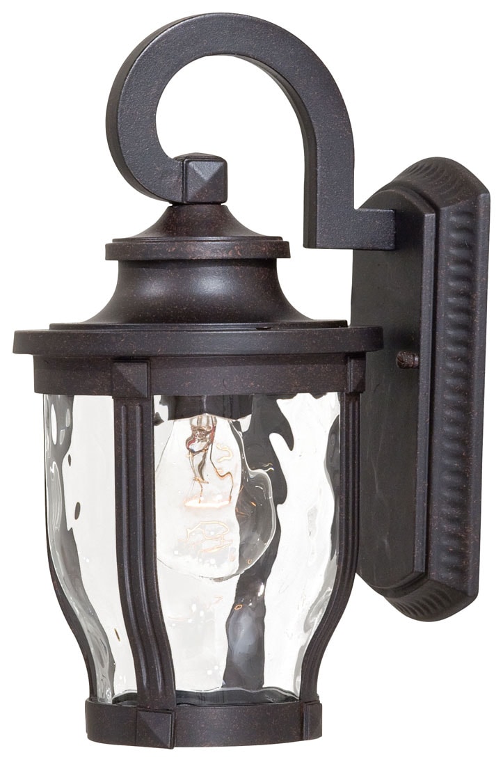 Corona Bronze Outdoor Lantern Sconce with Clear Hammered Glass