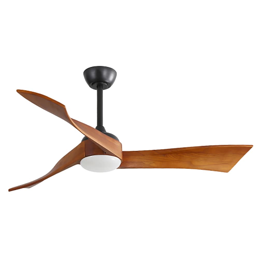 Sunrinx CF-45-DS 52-Inches Black-Brown with Brown Blades Integrated LED Fixture Indoor Downrod mount Standard Ceiling Fan With Light and Remote ( 3 -Blade)