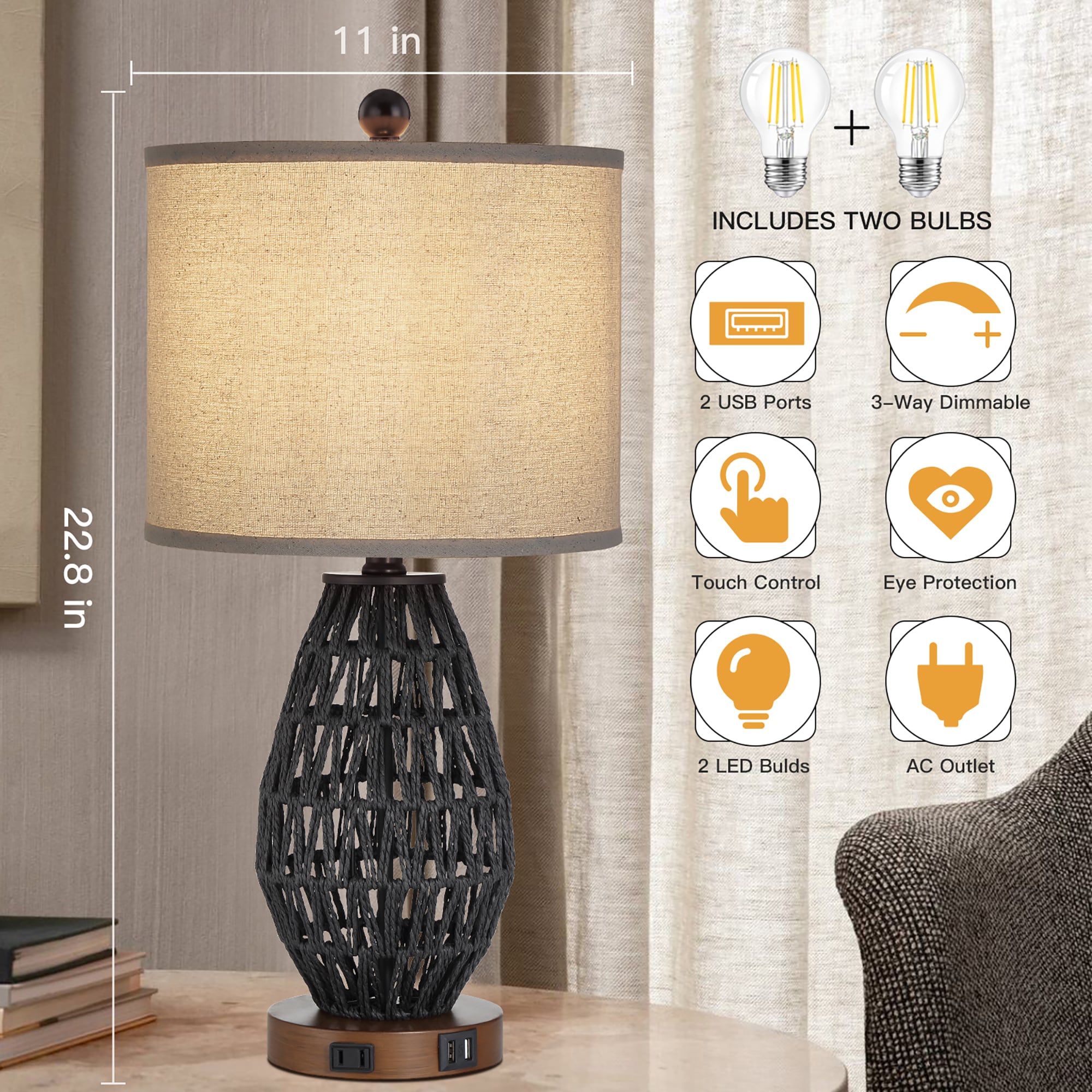 UrFurnishings TD-95 Table-Lamps - View #3