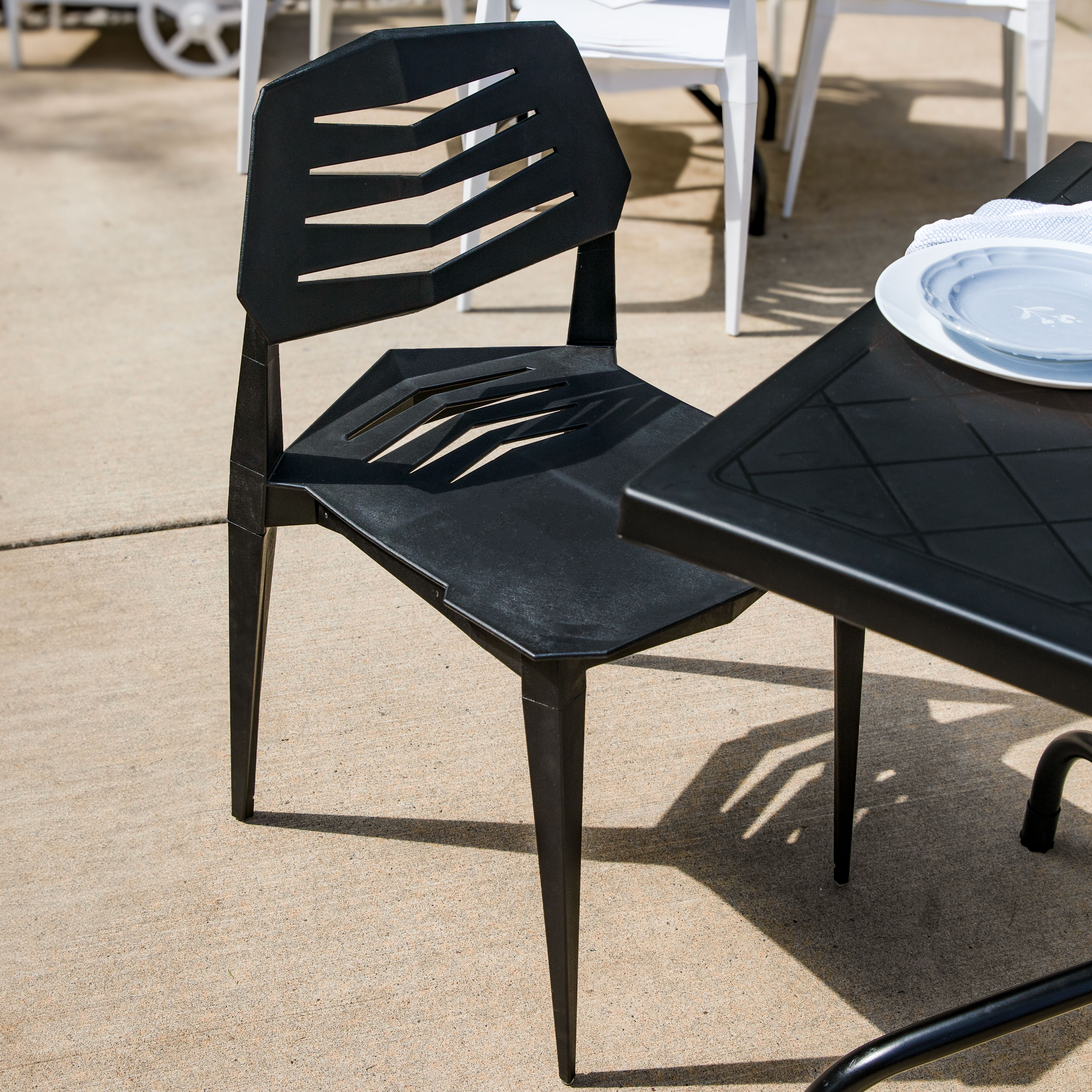 Matisse Black Polypropylene Armless Dining Chairs Set of 4