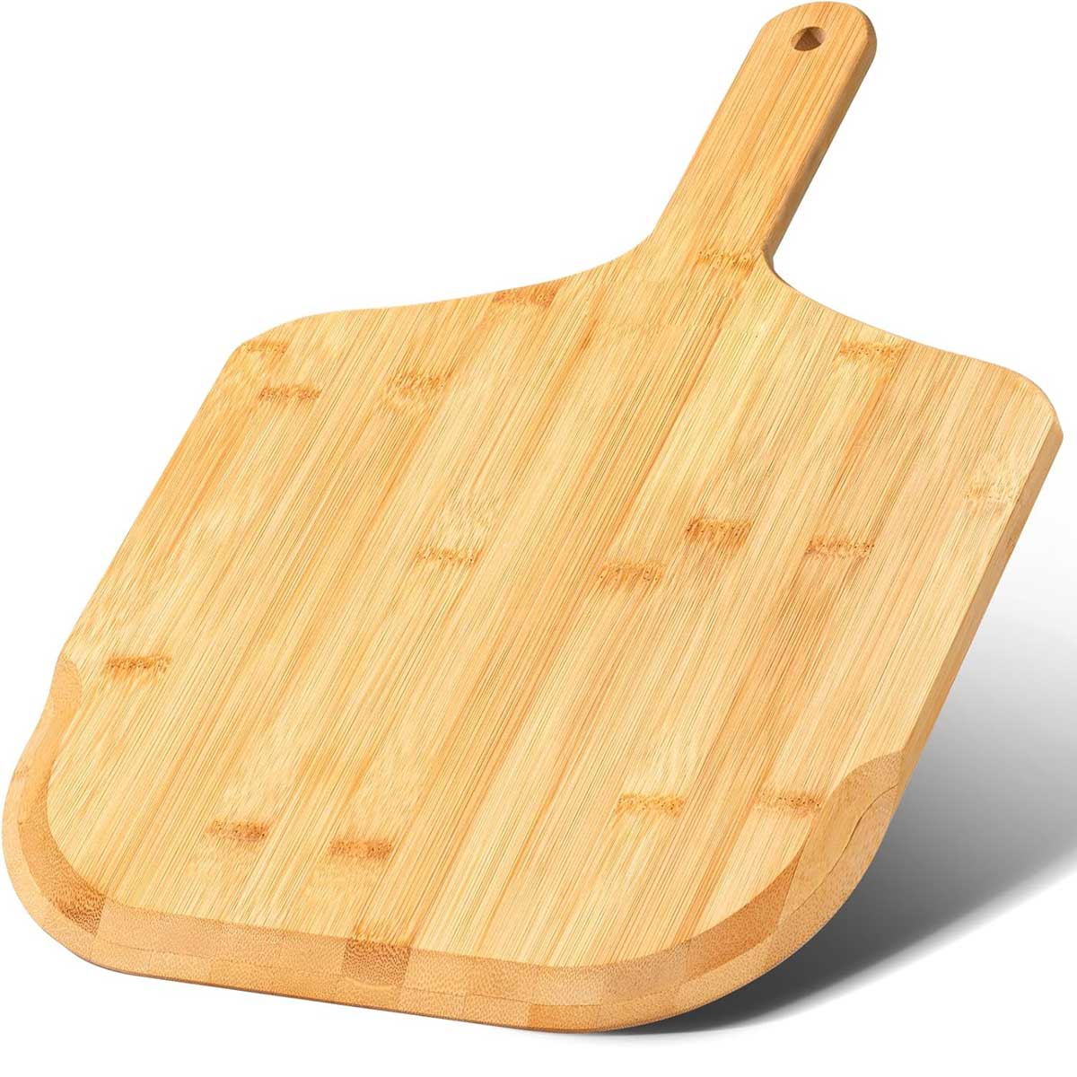 Aoibox Bamboo Pizza Peel 12 inch Square Wooden Paddle Board 17.5 x 12 x 0.47 in Easy Grip Handle for Homemade Pizza Bread Cheese Fruit 1 Piece #LAB1119P06