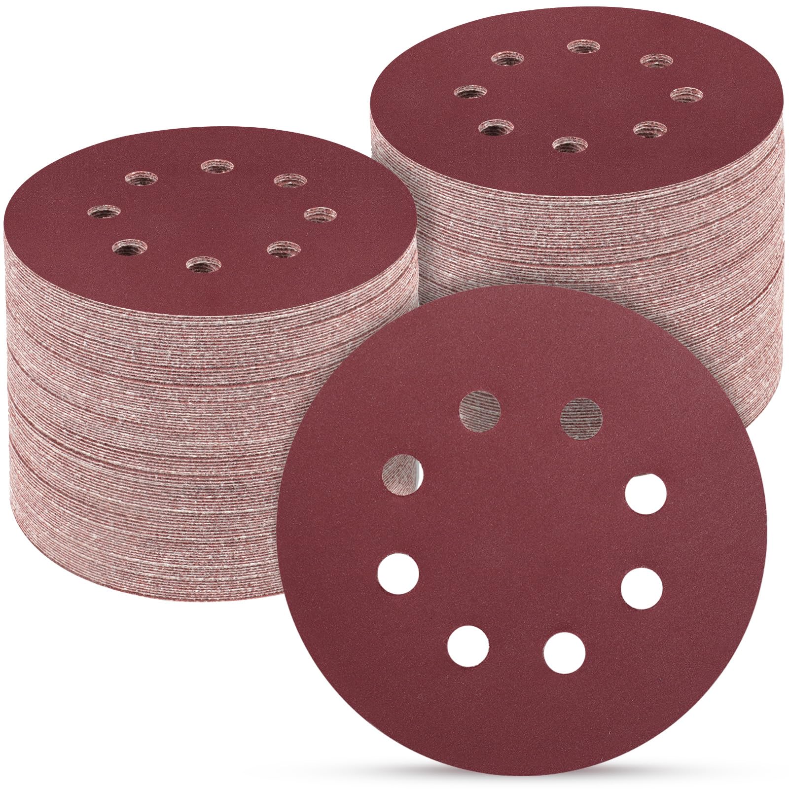 Misopily  100 PCS 5 Inch 8 Hole Sanding Discs 600 Grit Hook and Loop Sandpaper for Random Orbital Sanders durable home and garden accessory