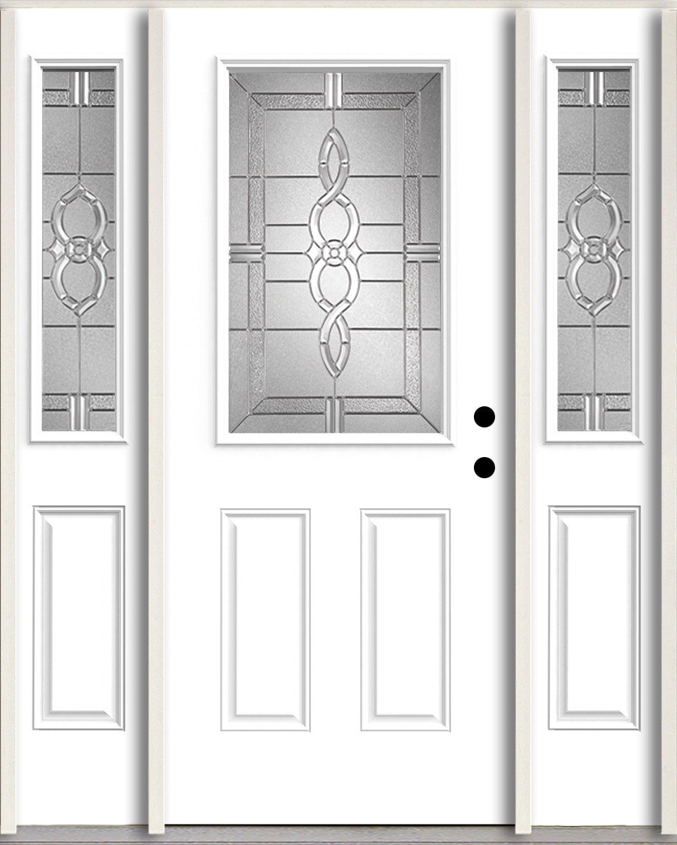RELIABILT LO963546 Calista 60-in x 80-in x 4-5/8-in Fiberglass Half lite Left-hand inswing Modern White Paint Painted Prehung Front Door with Sidelights Insulating core