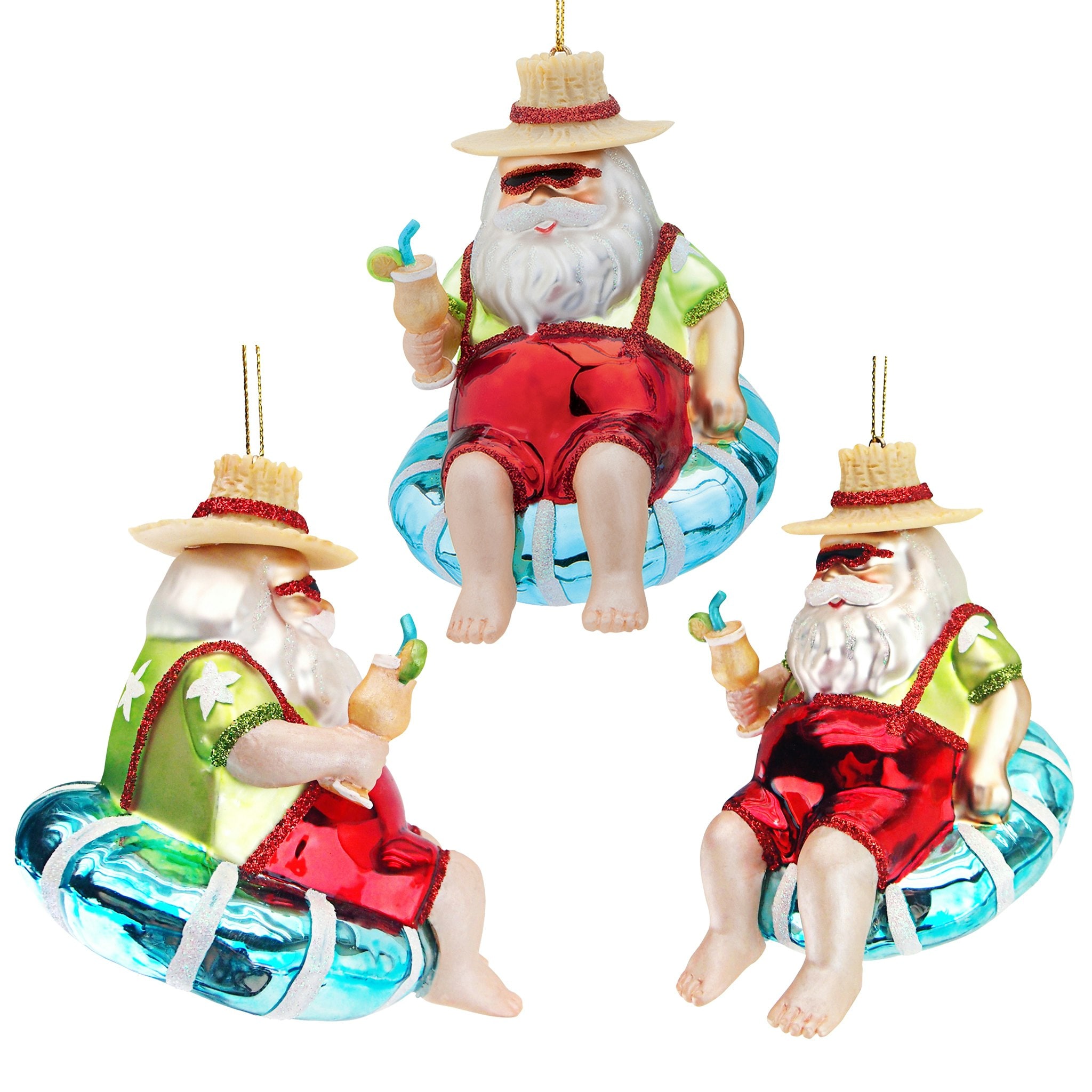 Design Toscano WD93649 3 -Pack Multiple colors/finishes Santa Mini Indoor Ornament set