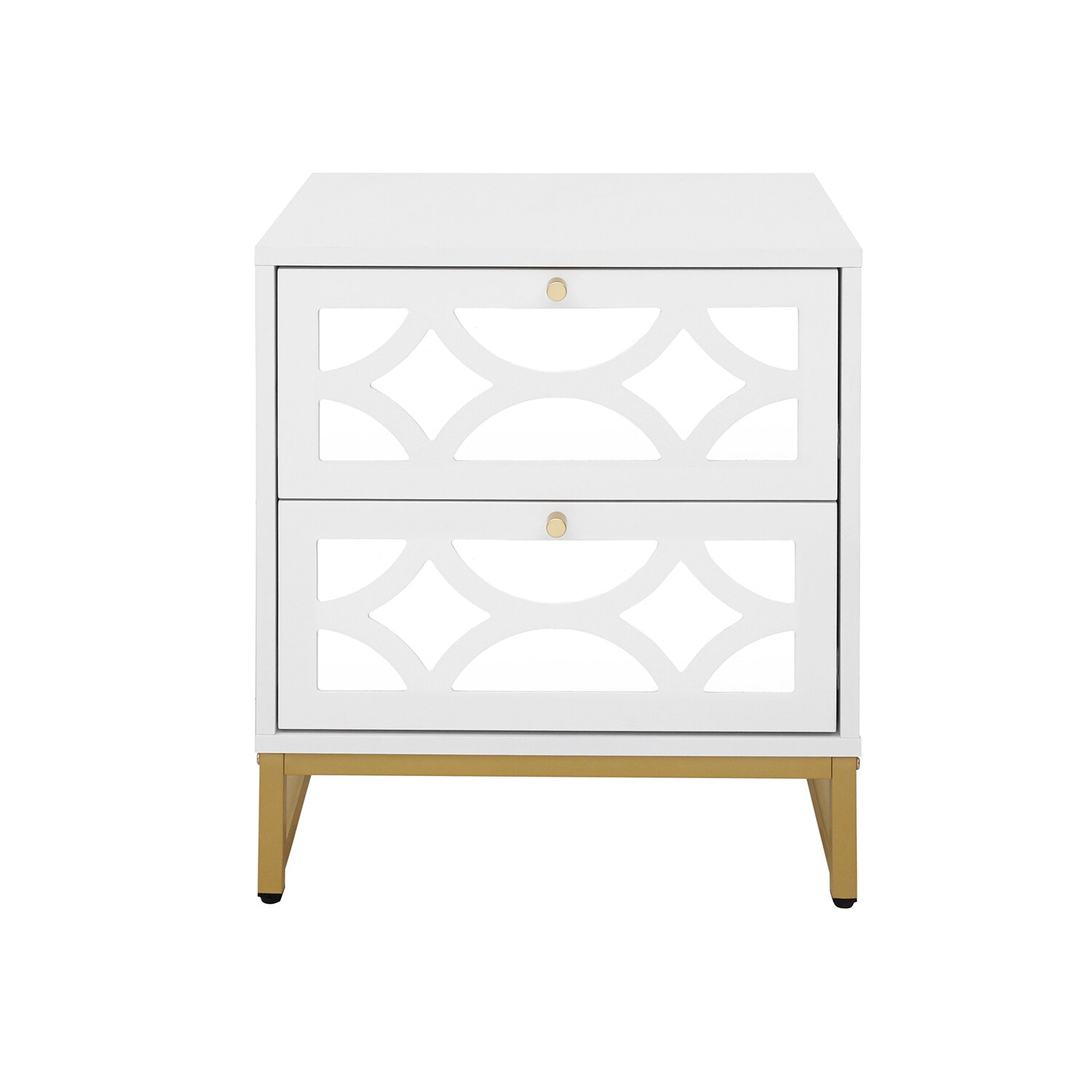 GZMR SL-AD8206-LC 2 Drawer White Mirrored Nightstand White Nightstand