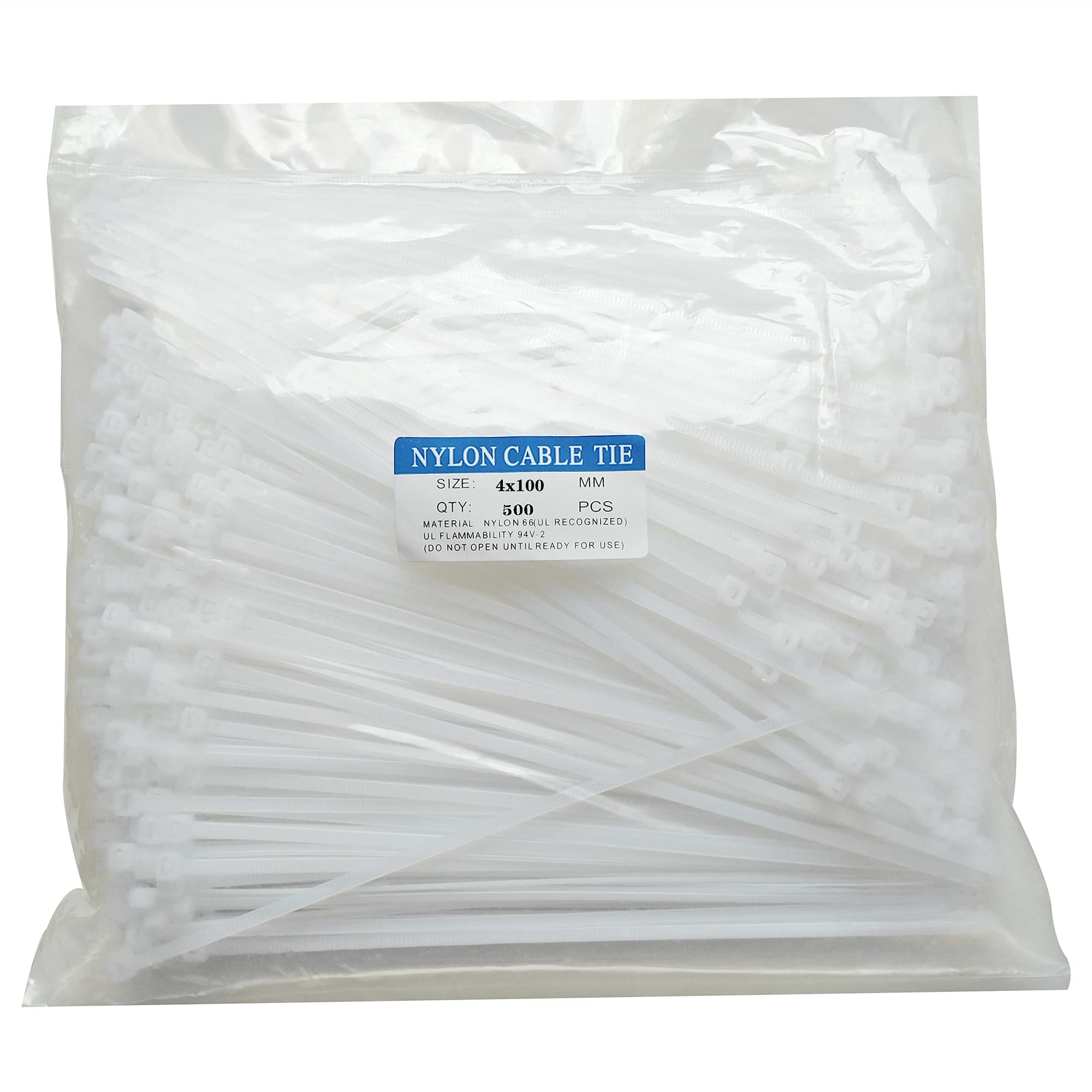 CYIKE  Zip Ties 500 pcs 4 inch Heavy Duty Plastic Wire Ties with 40 LBS Tensile Strength UV Resistant Self Locking White Nylon Tie Straps