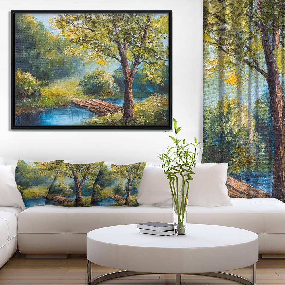 Designart Summer Forest with Beautiful River- Landscape Art Print ...