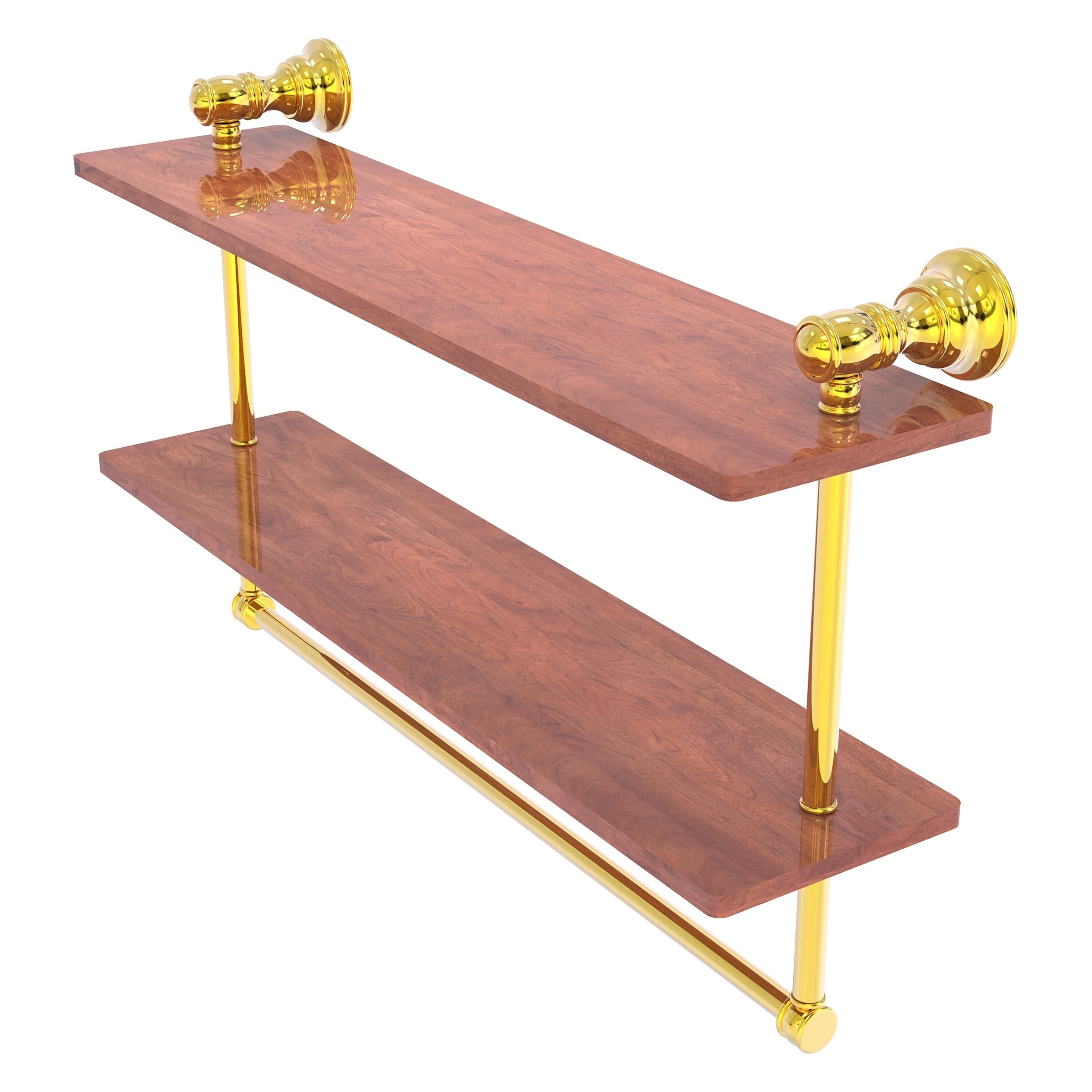 Allied Brass CL-2-22TB-IRW-PB Carolina Polished Brass 2 -Tier Wall mount Bathroom Shelf ( 22-in x 9.5-in x 5-in )