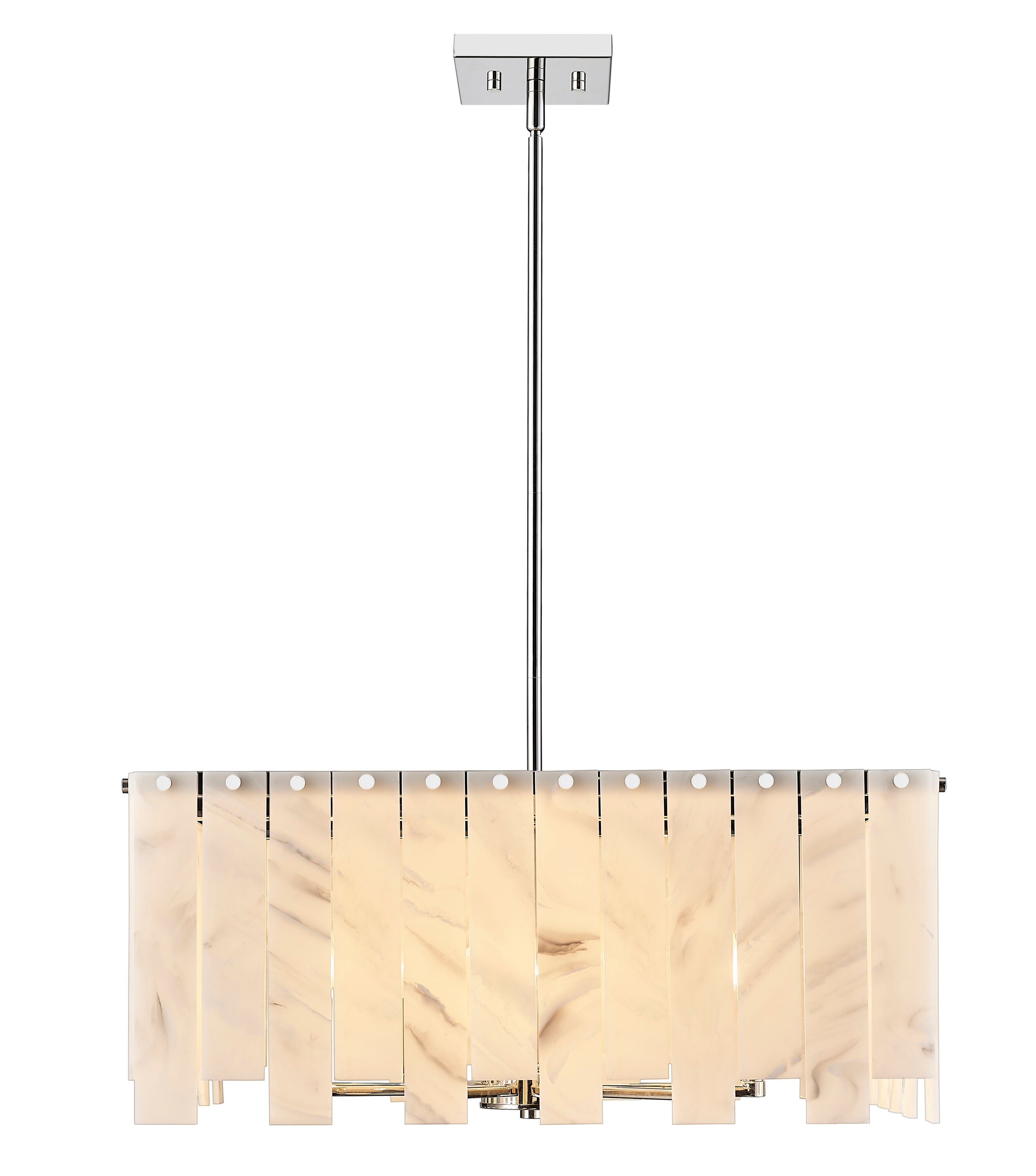 Viviana Art Deco Polished Nickel 8-Light Rectangular Pendant