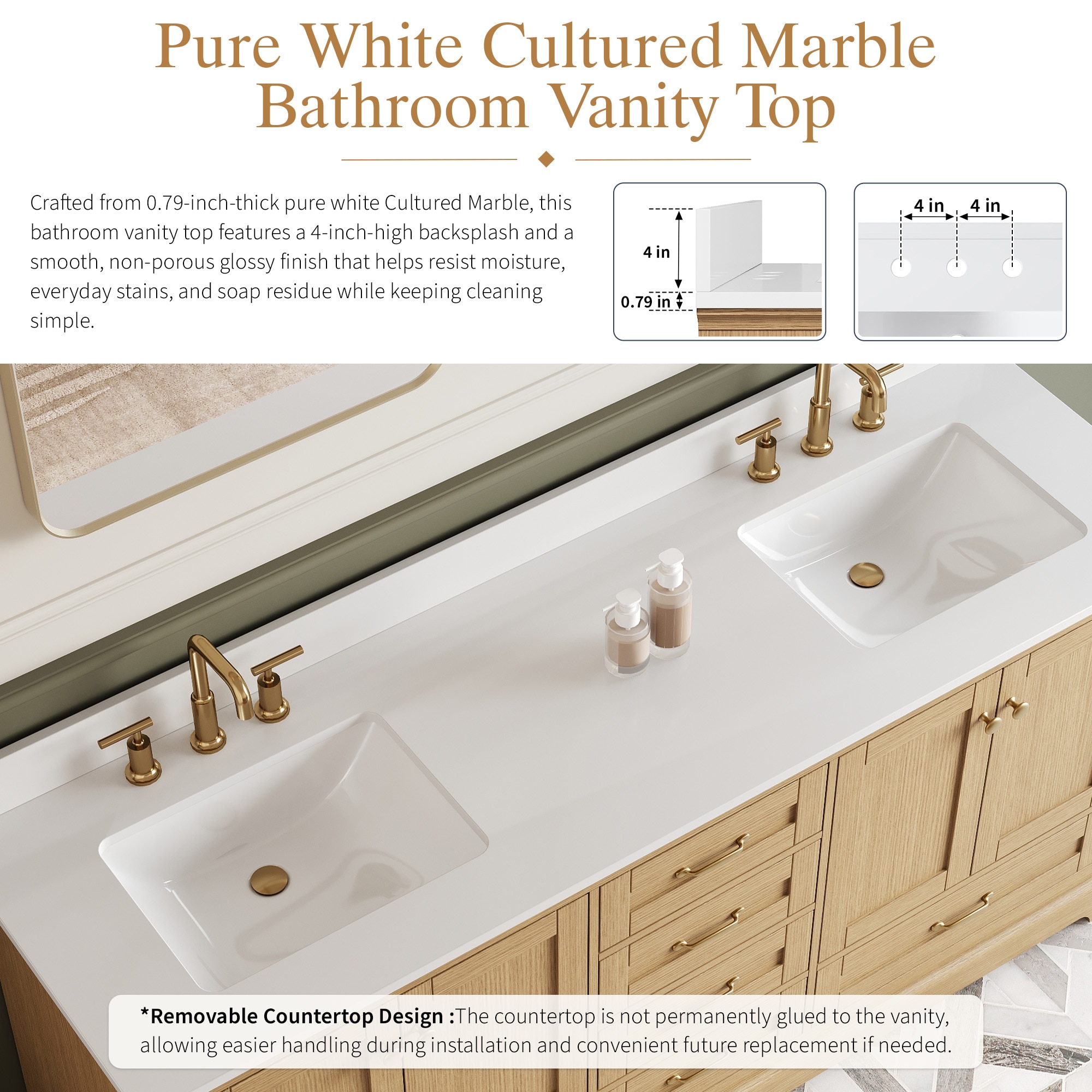 WELLFOR LVD72CM-OAK Bath-Vanity-Combo - View #5