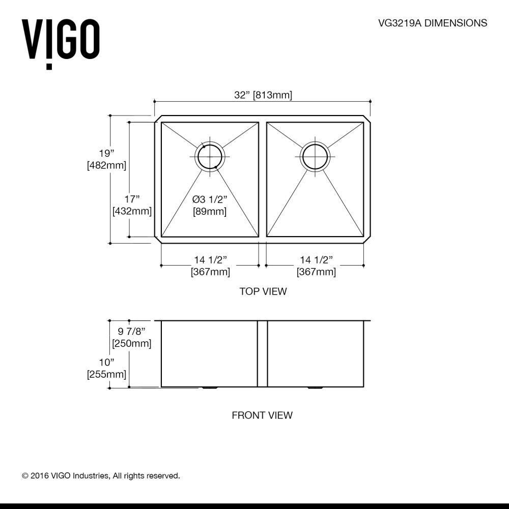 Vigo Suffolk Undermount 32 In X 19 In Stainless Steelchrome Double Equal Bowl Stainless Steel 6189