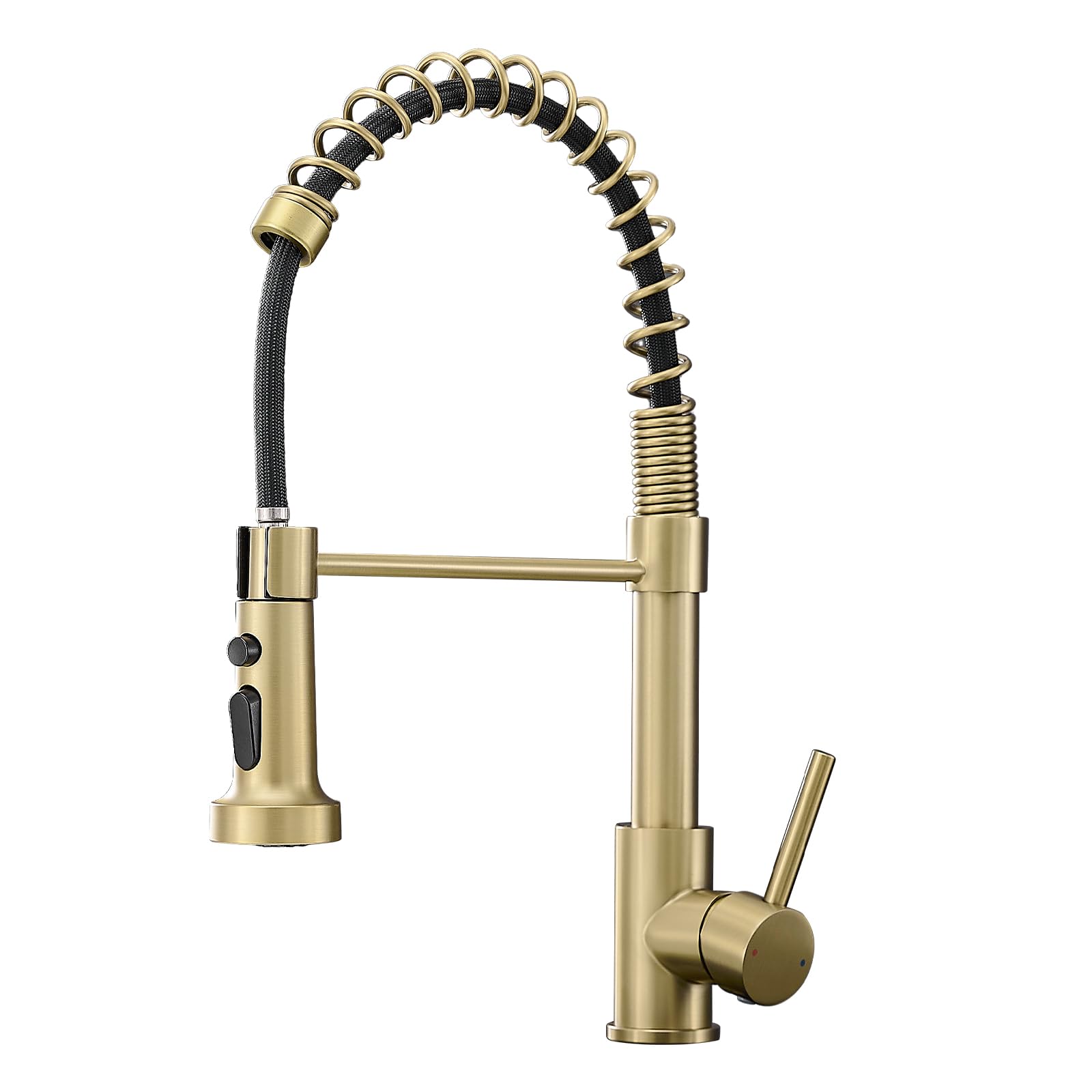 AOIZGMY  Brushed Gold Kitchen Faucet Kitchen Faucets with Pull Down Sprayer Single Handle One Hole Faucet for Farmhouse Gold Faucet for Kitchen