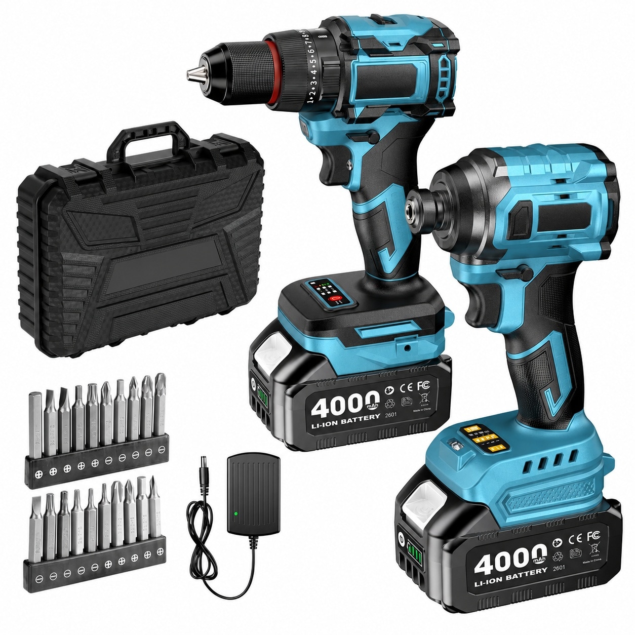 Ahfiwaso LS Brand 21V Max Cordless Drill and Impact Driver Kit with Brushless Motor Variable Speed LED Light Ergonomic Handle 20 pcs Driver Bit Set