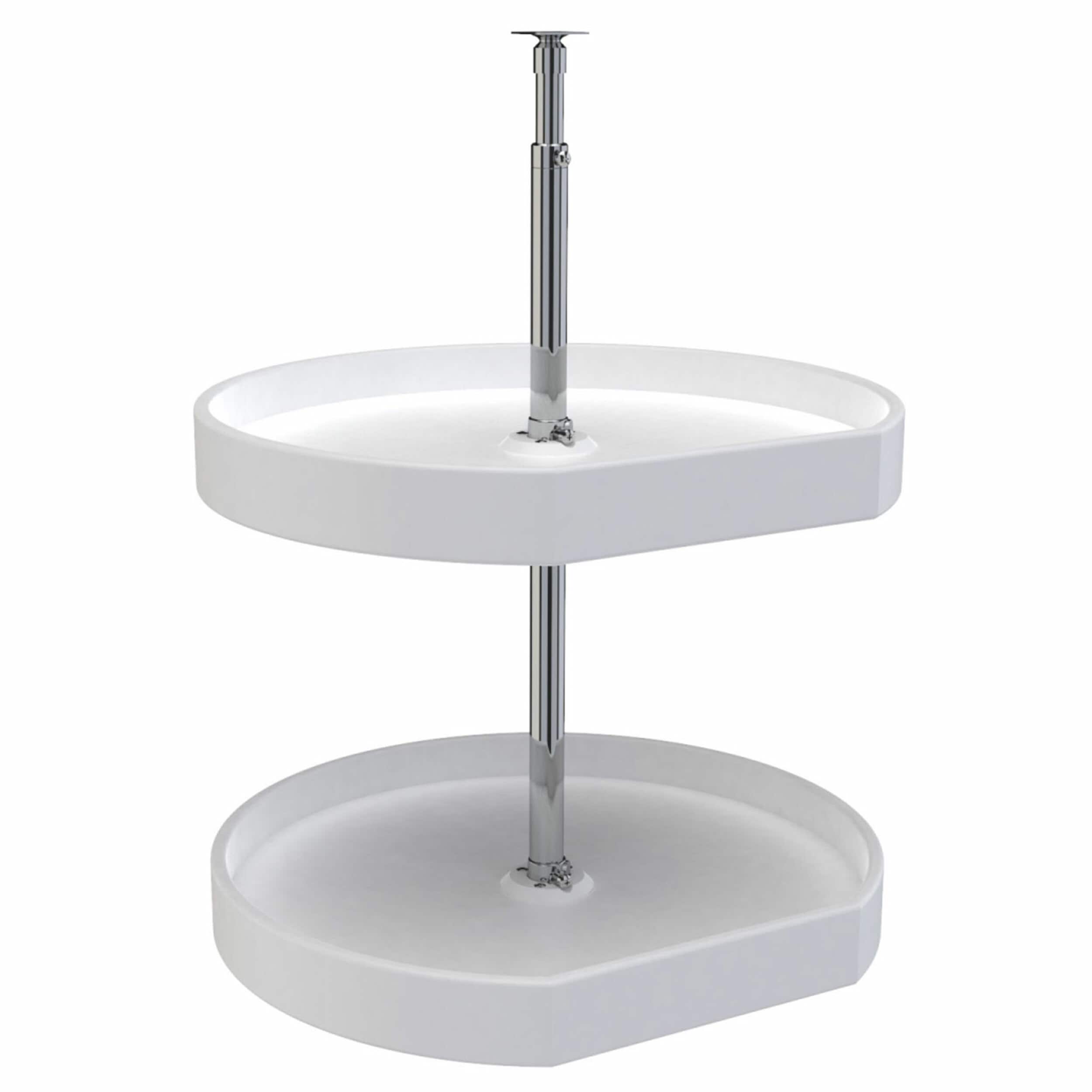 Rev-A-Shelf 253181 2 -Tier White Plastic Adjustable Height D-shape Cabinet Lazy Susan